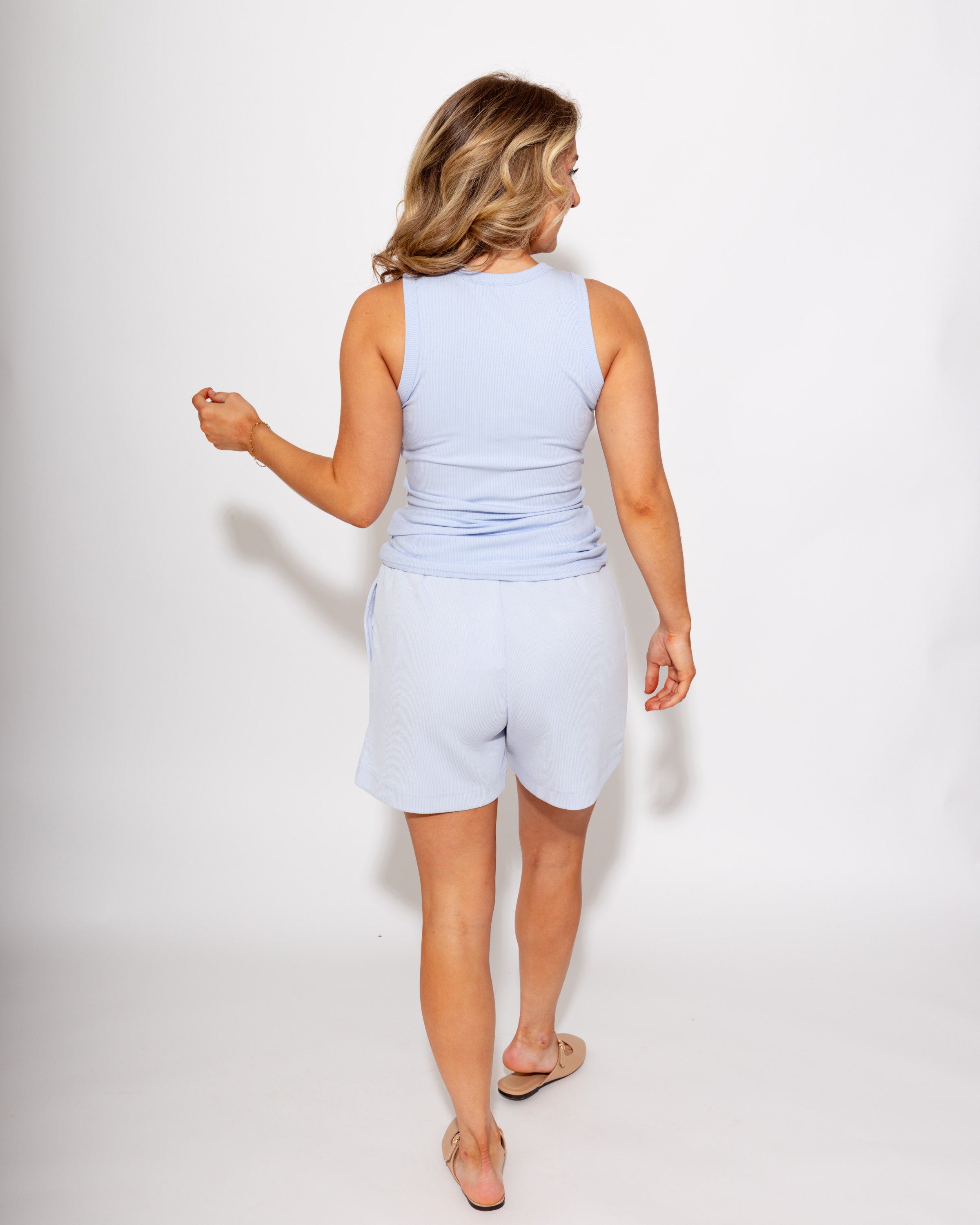 Luxe Wash Rib Shorts in Blue