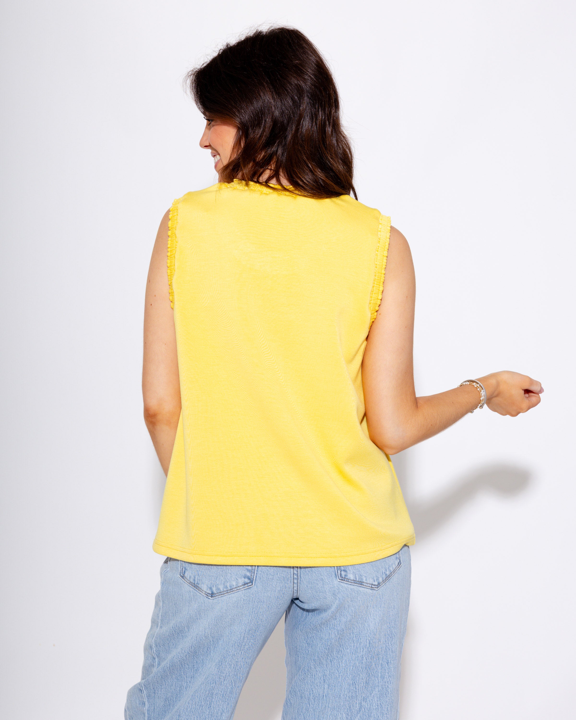 Smocked Edge Tank in Yellow