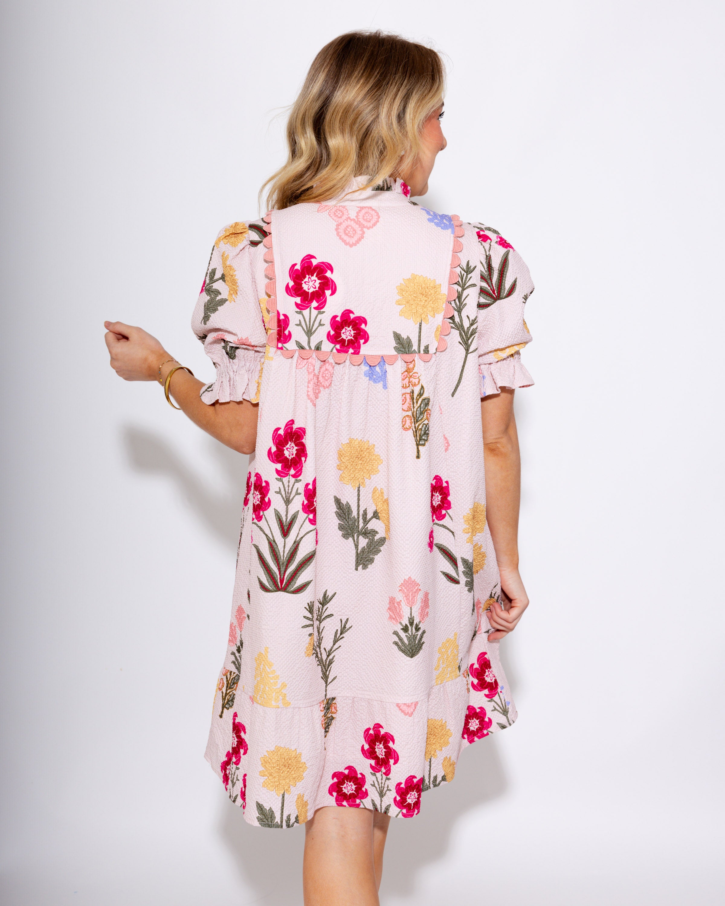 Blush Ruffle & Lace Floral Mini Dress