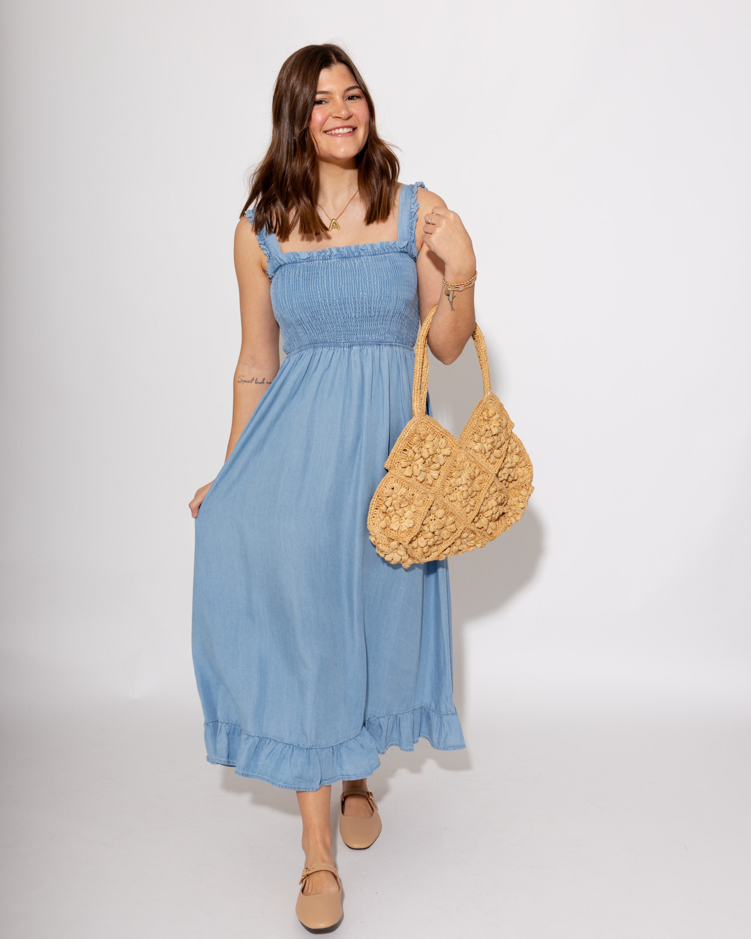 Endless Ease Smocked Maxi Dress in Blue