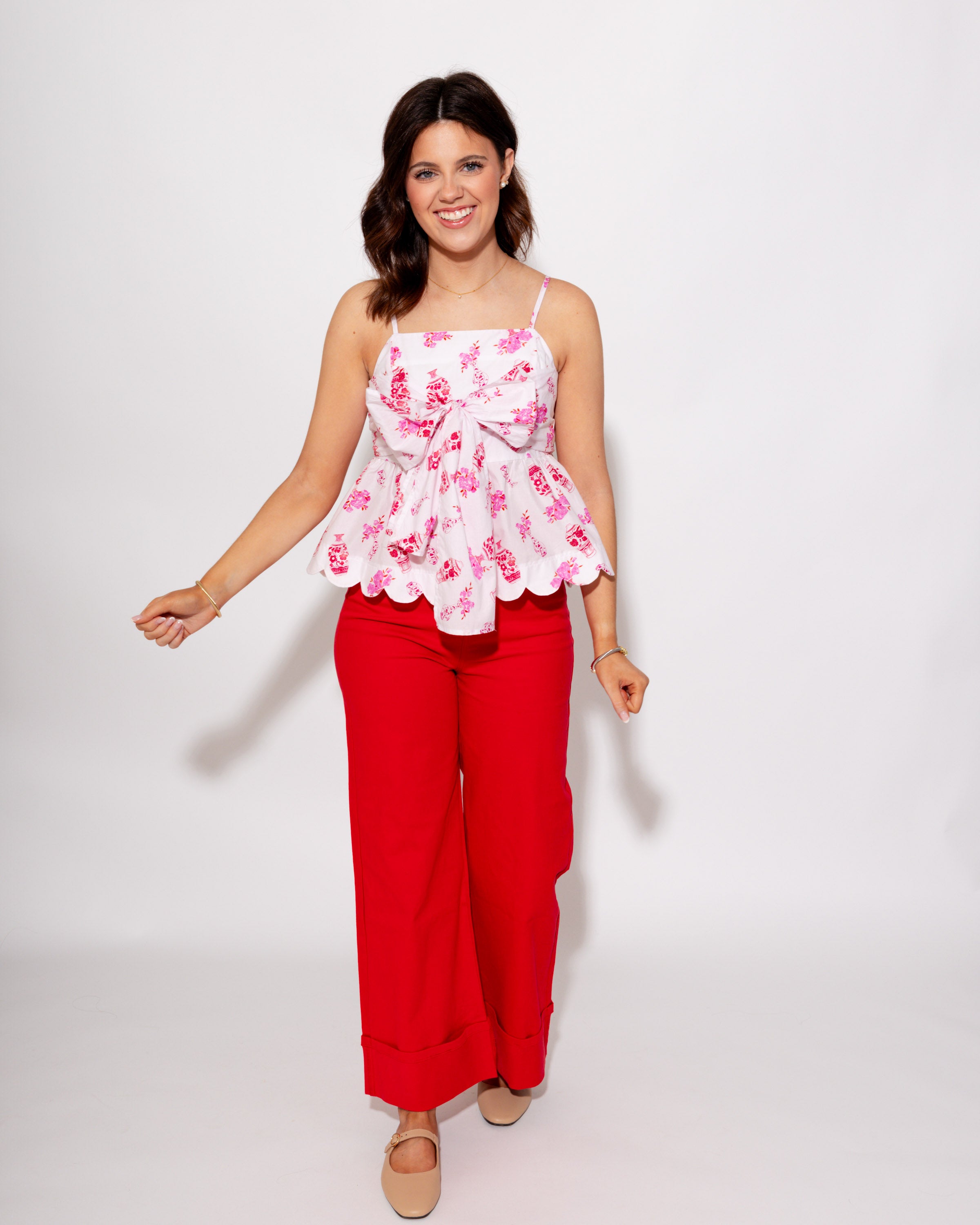 Bow Front Printed Tank Top