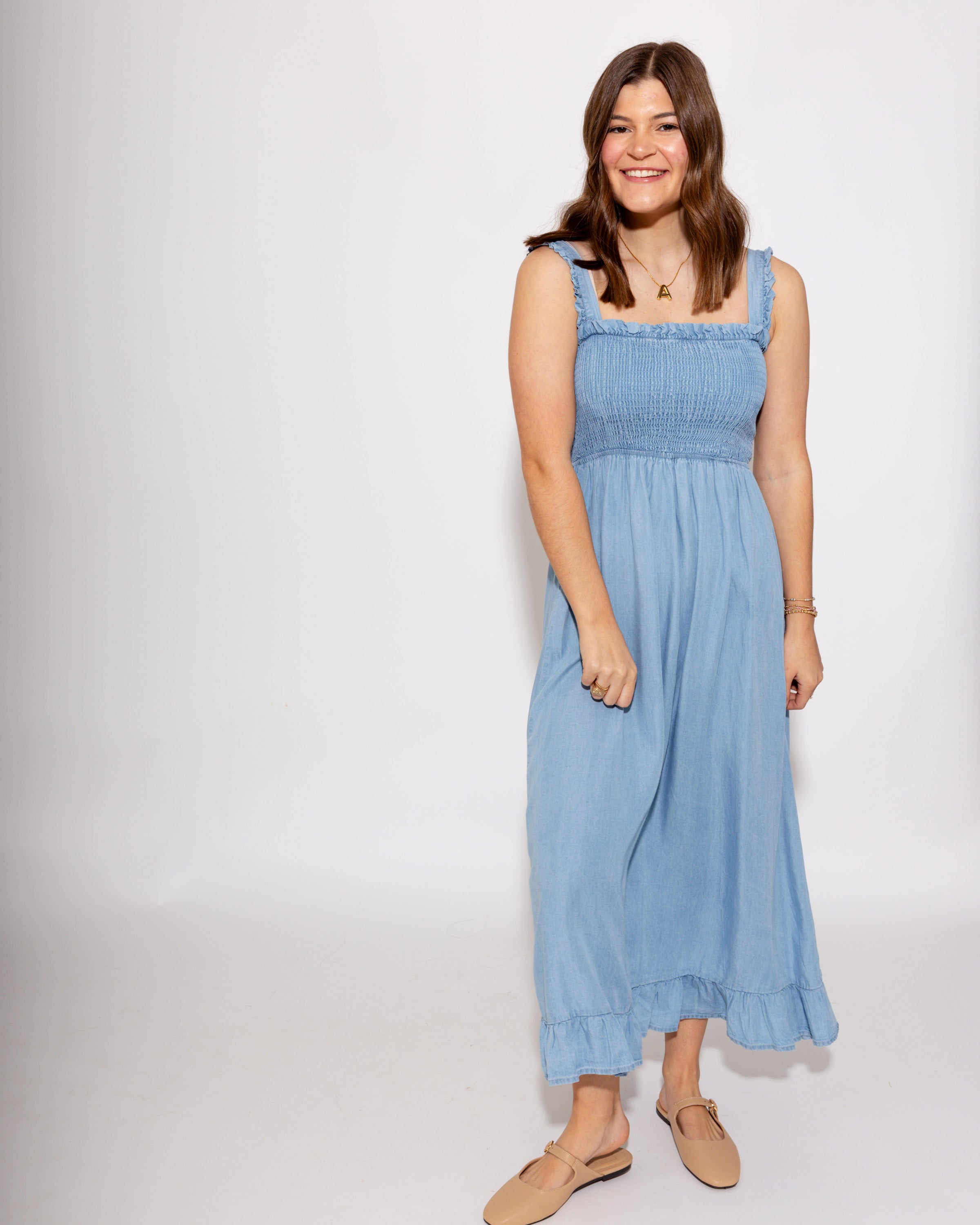 Endless Ease Smocked Maxi Dress in Blue