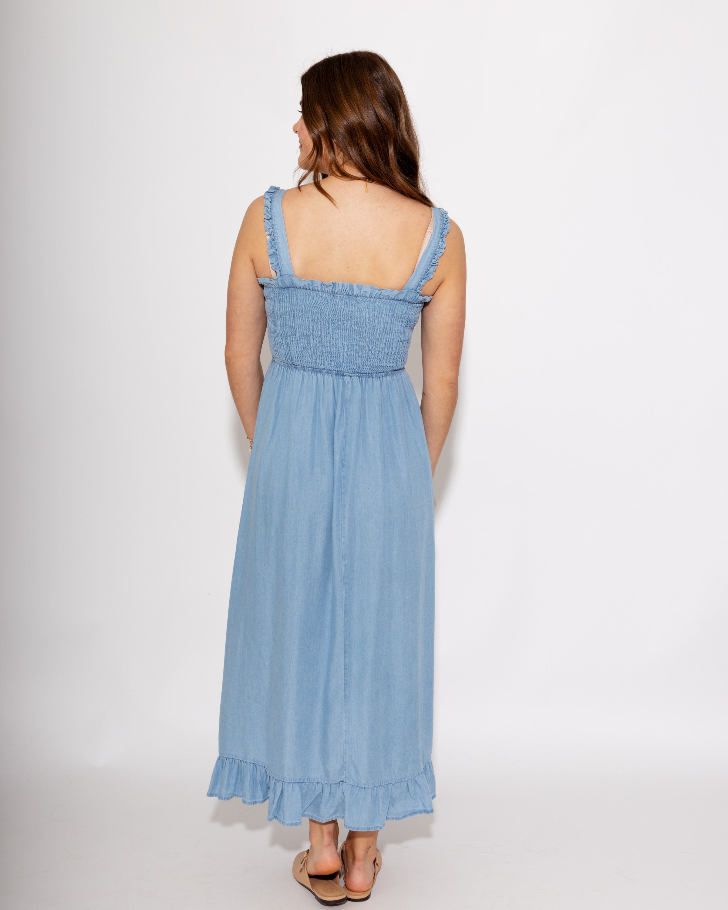 Endless Ease Smocked Maxi Dress in Blue
