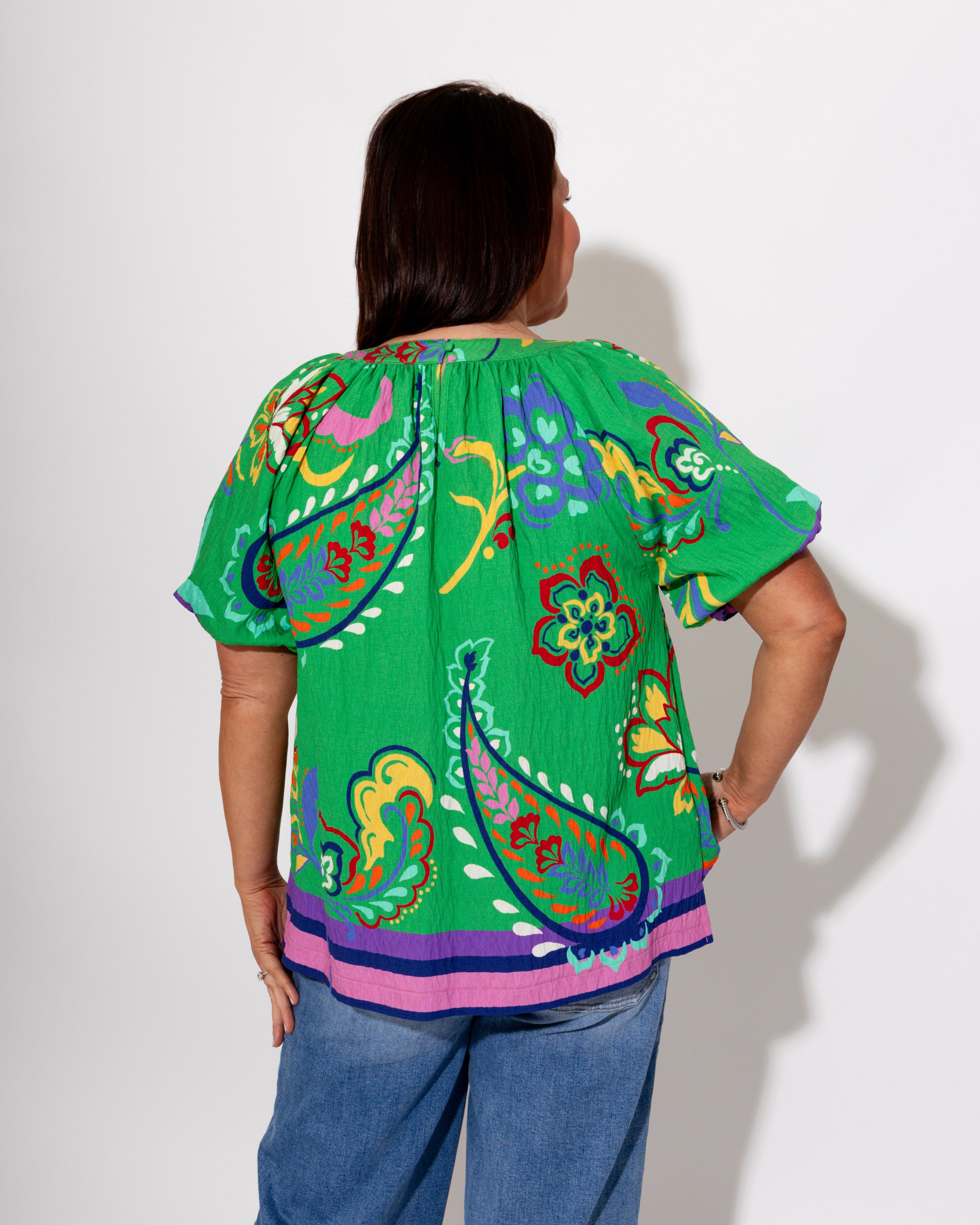Bold Bloom Border Print Top