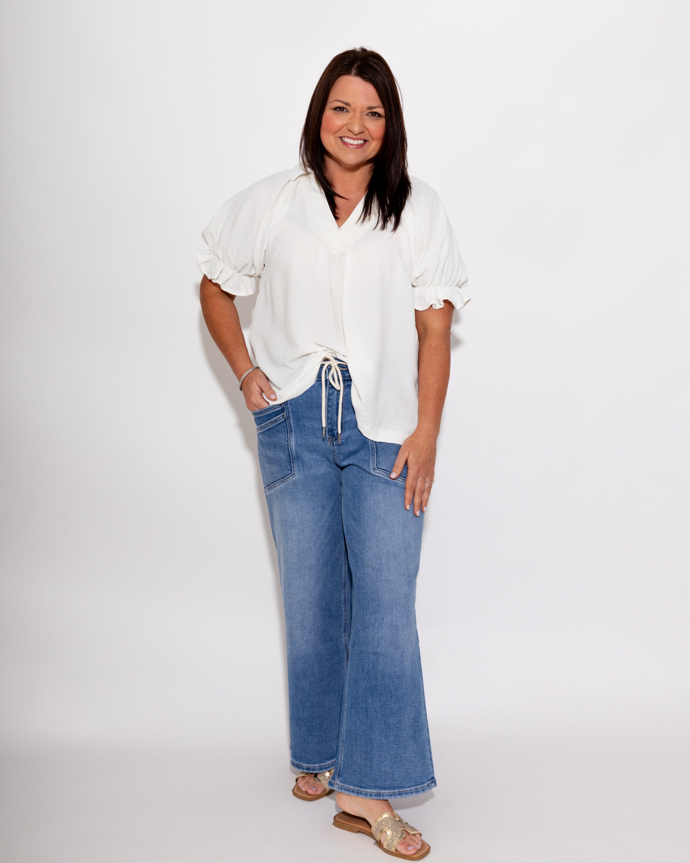 Collared V-Neck Top