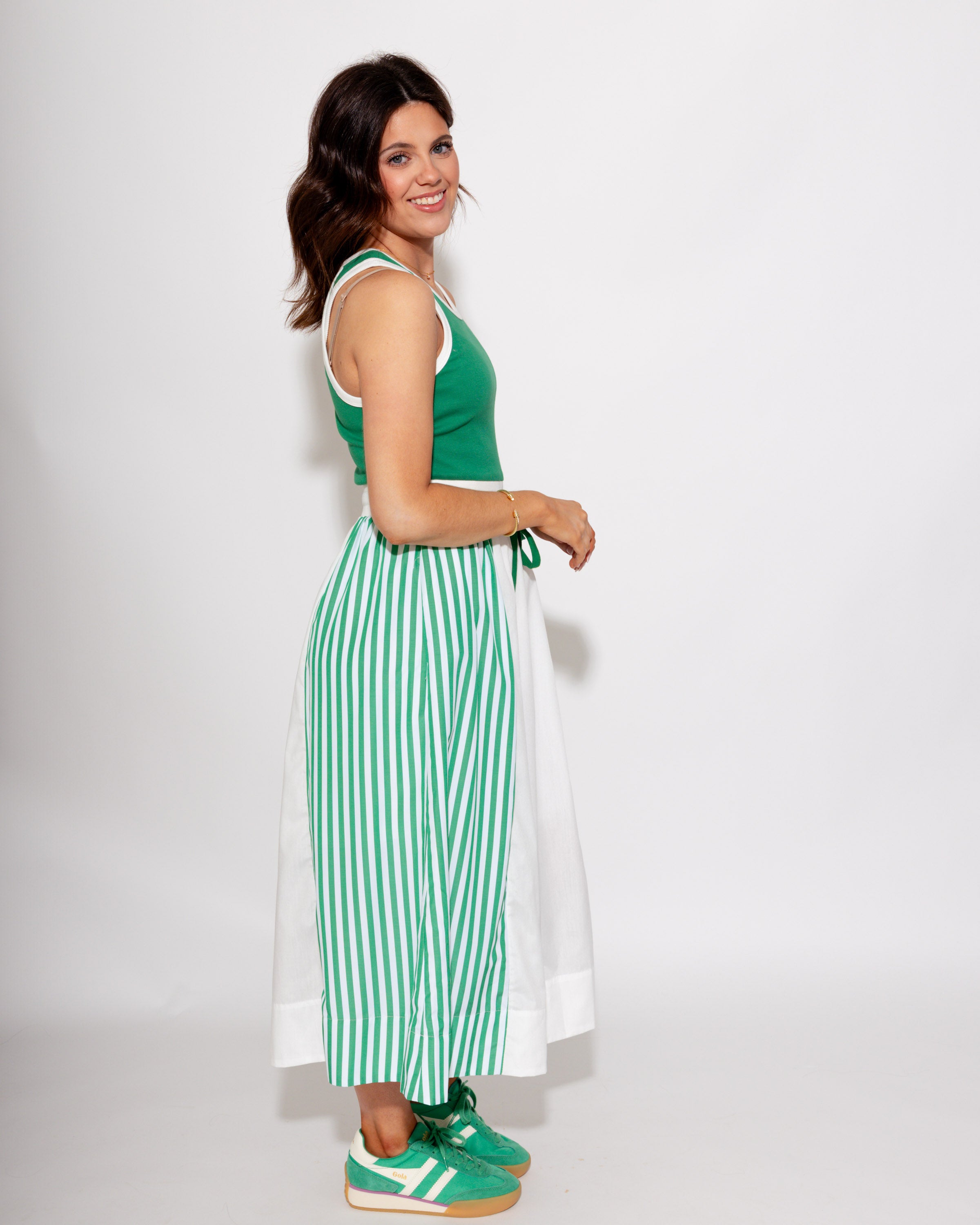 Striped Color Block Midi Dress