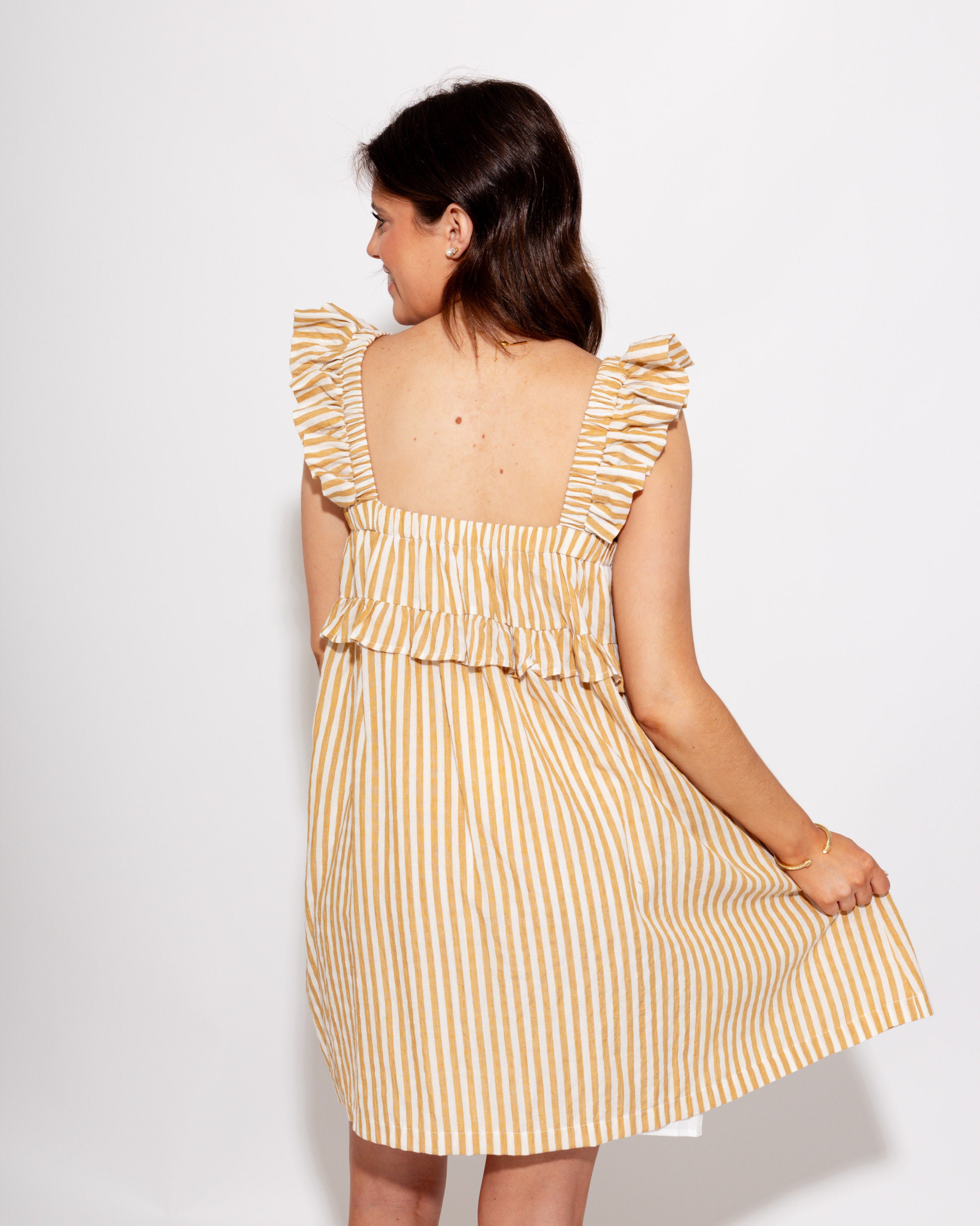 Soft Stripe Ruffle Trim Mini