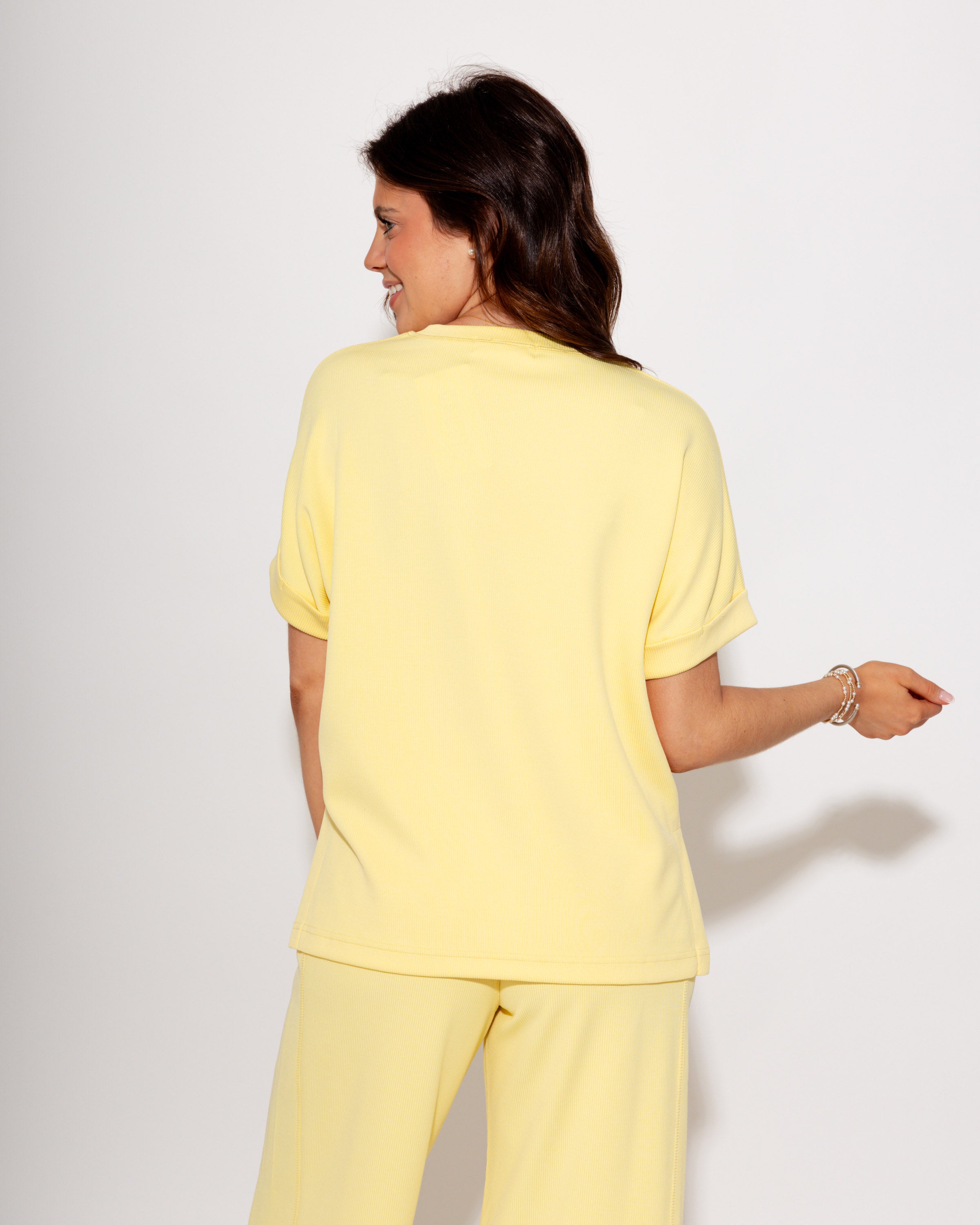 Luxe Wash Rib Lounge Tee in Yellow
