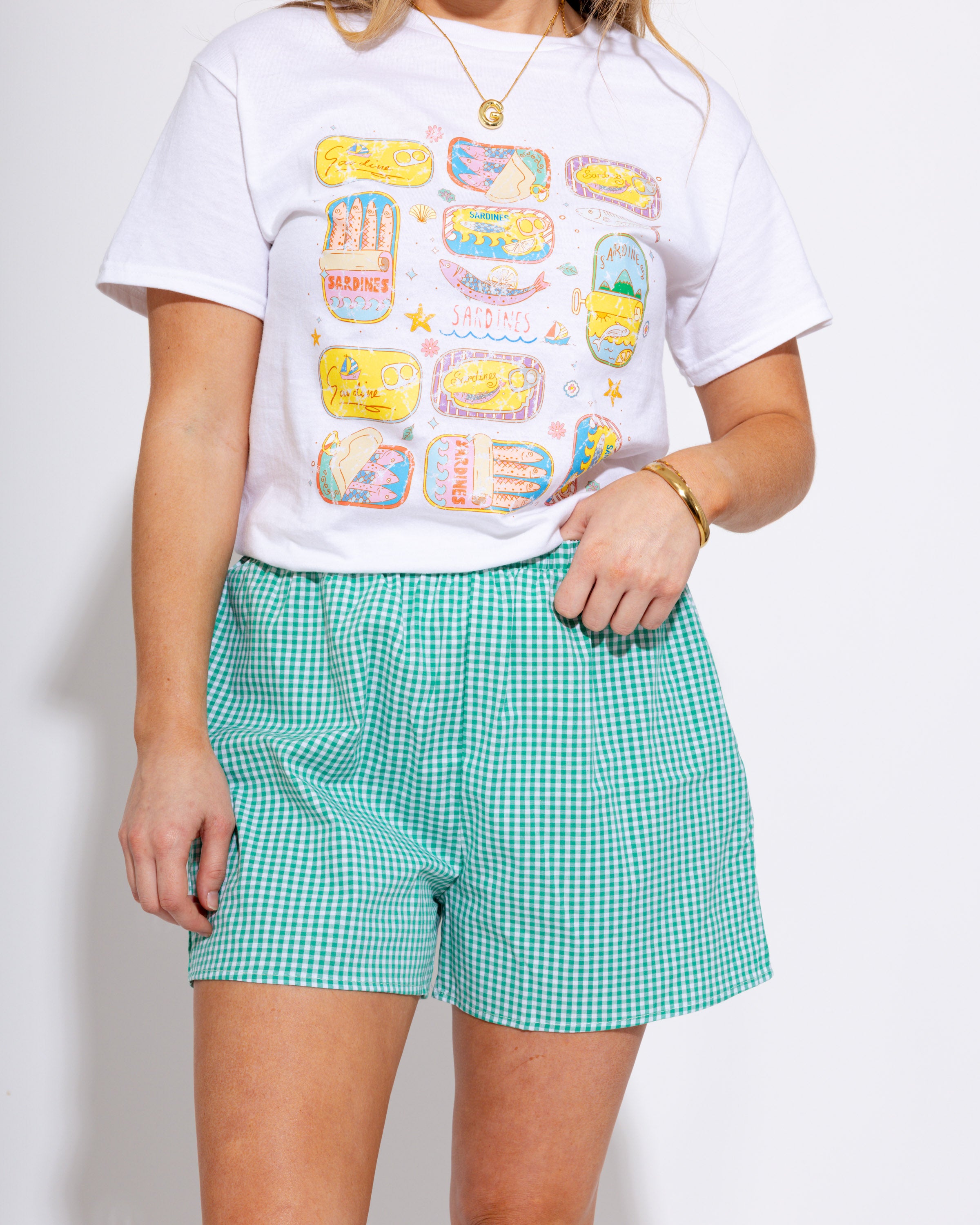 Gingham Summer Shorts in Green