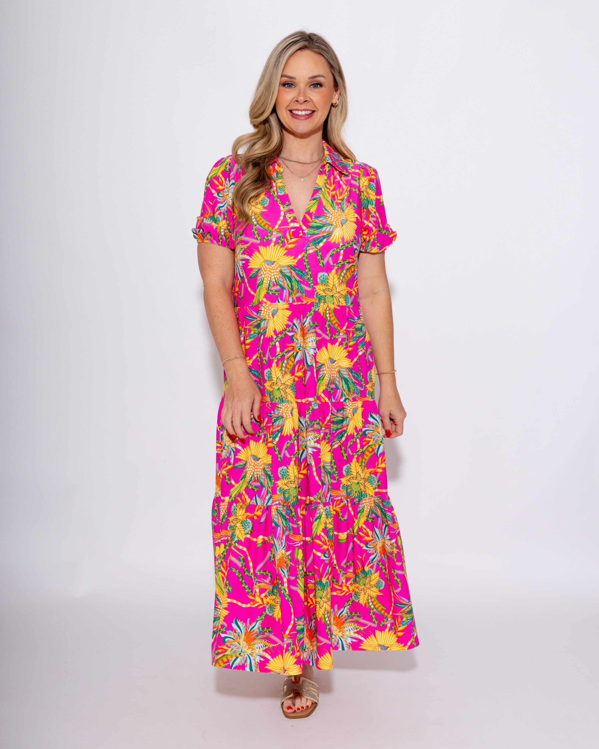 Jude Connally | Portia Dress in Peacock Floral Pink