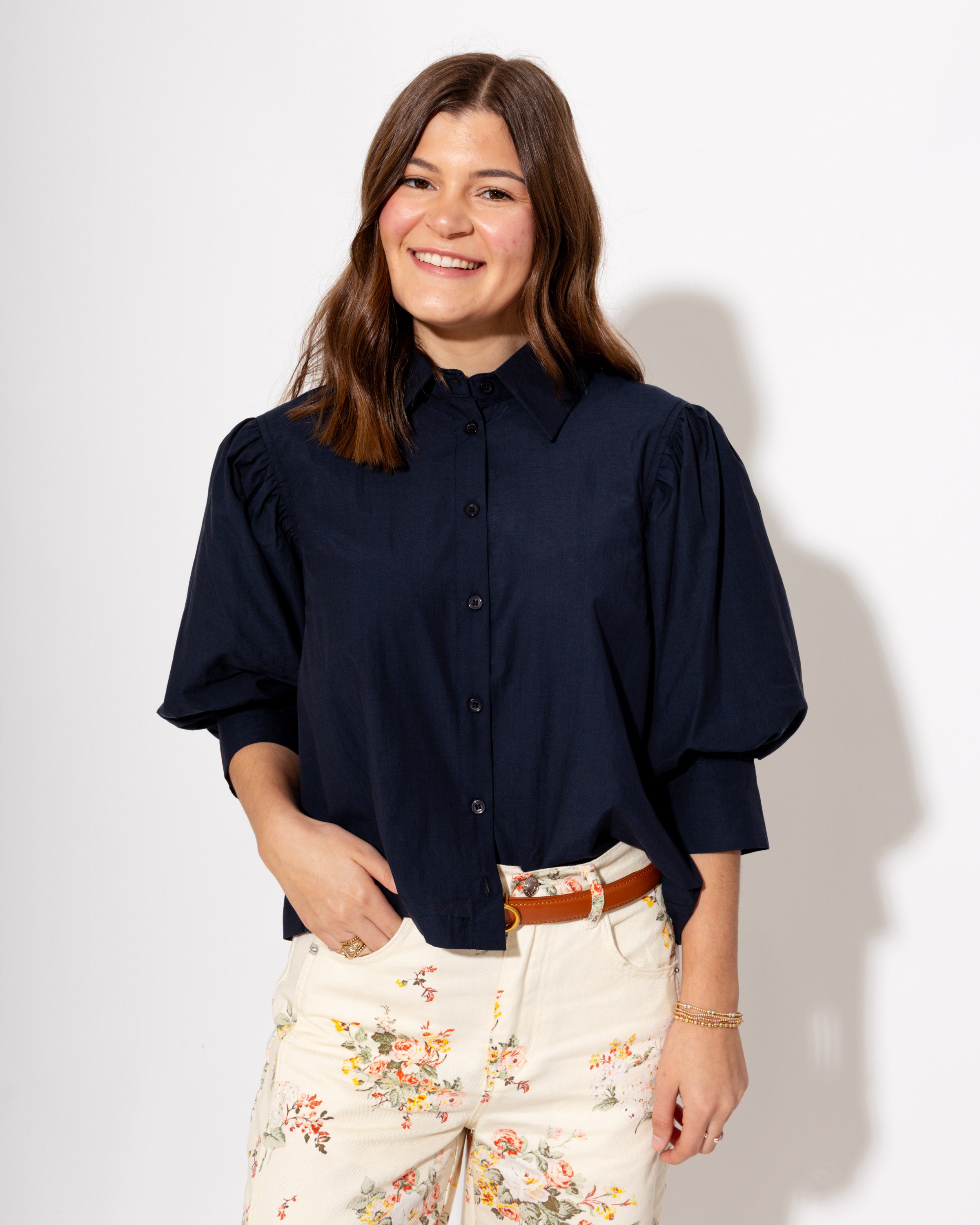 Collared Puff Sleeve Top