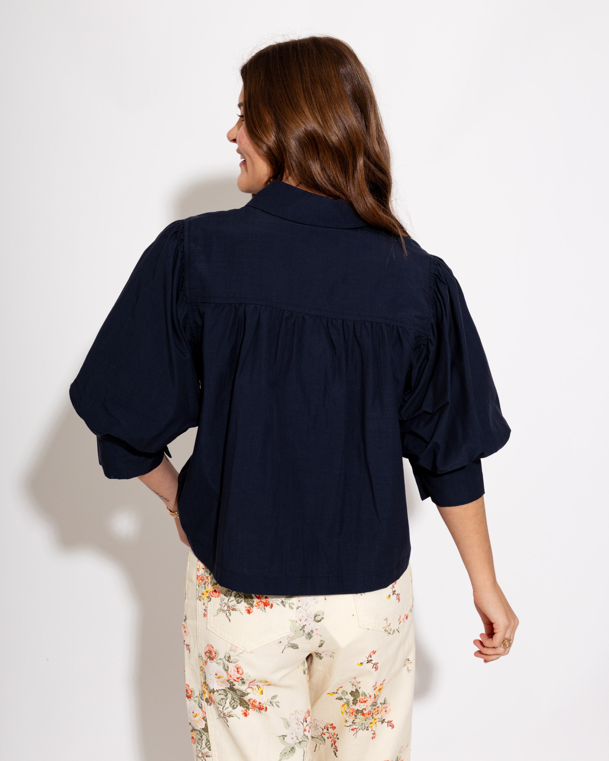 Collared Puff Sleeve Top
