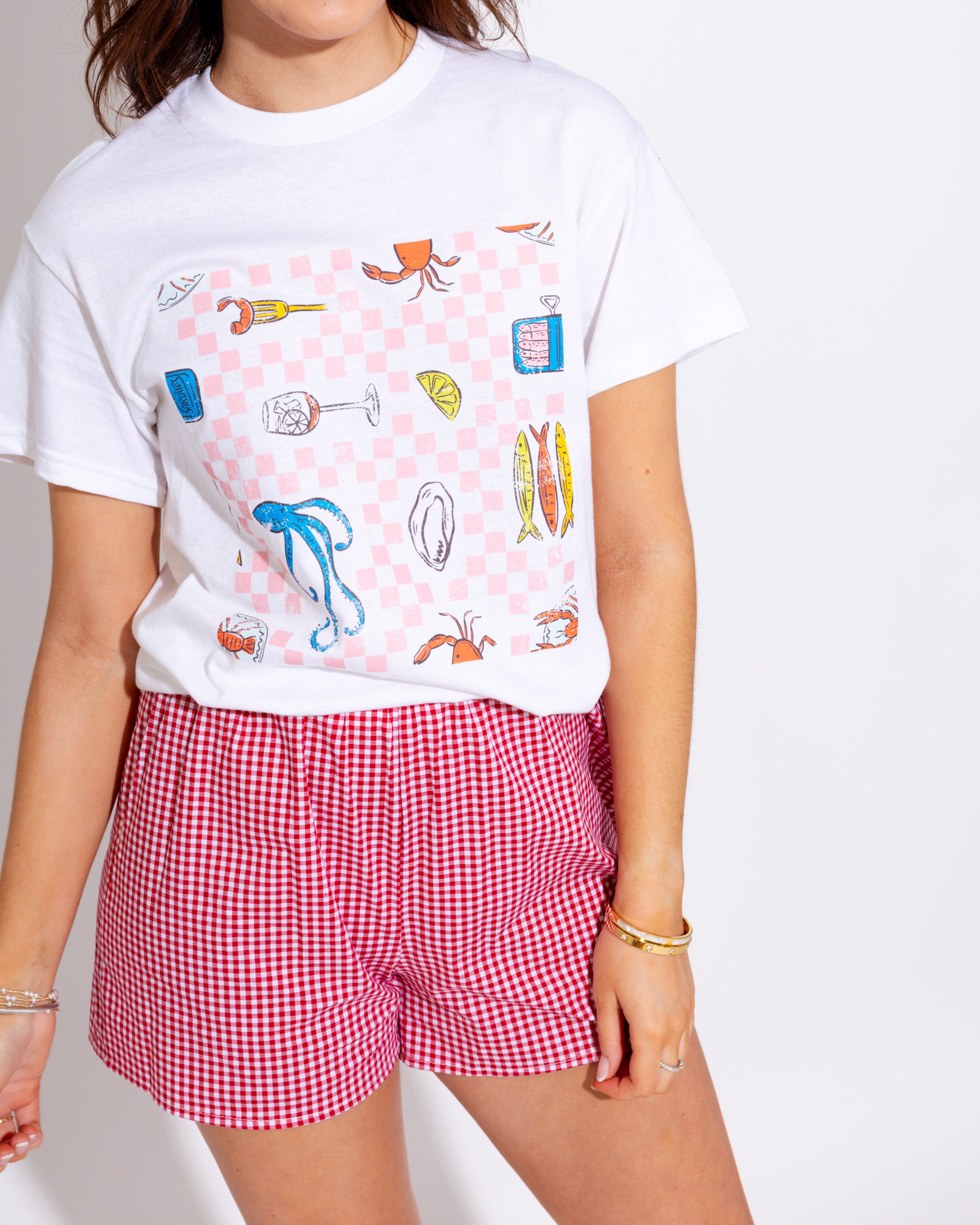 Gingham Summer Shorts in Red