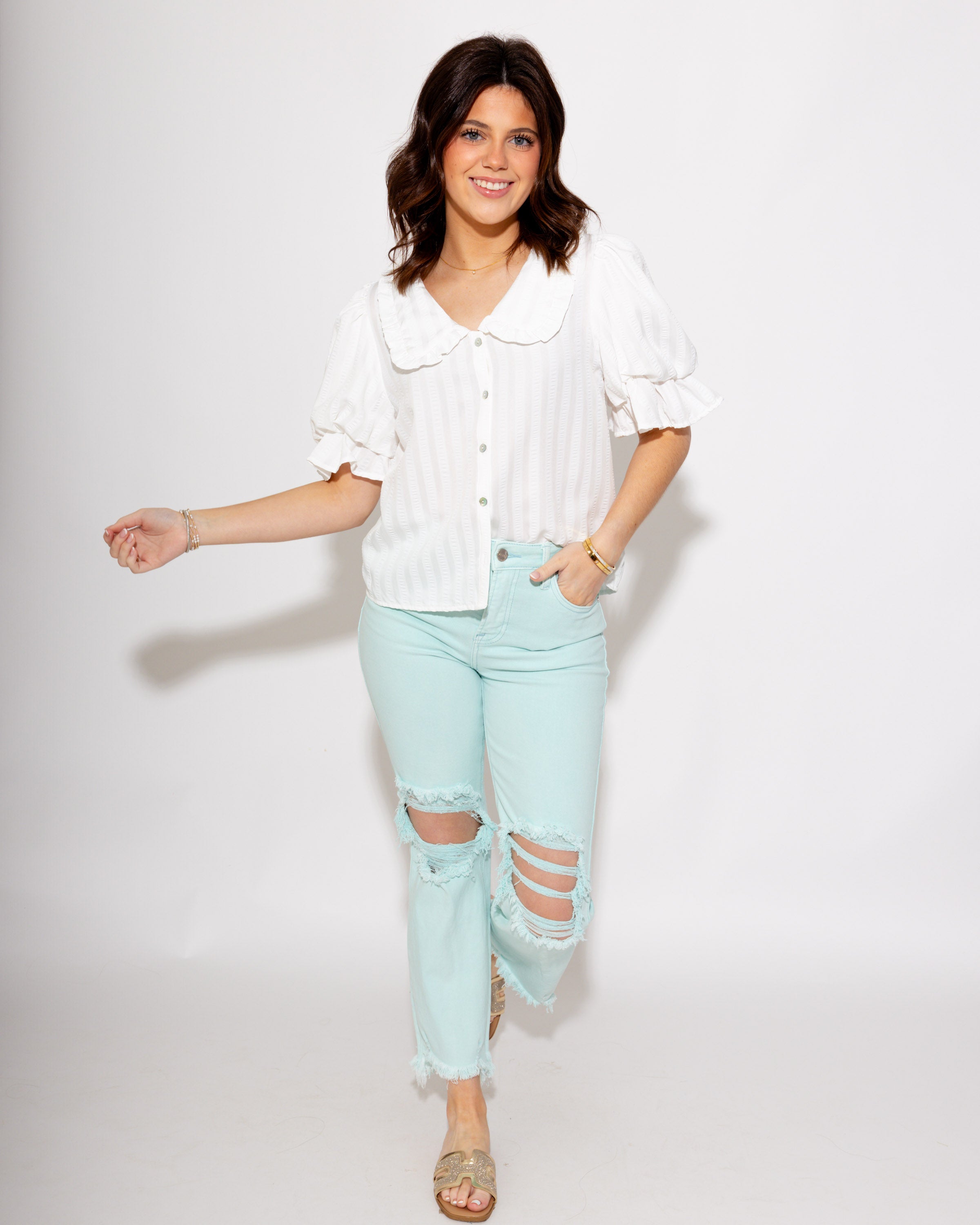 The Cool Mint Distressed Jeans