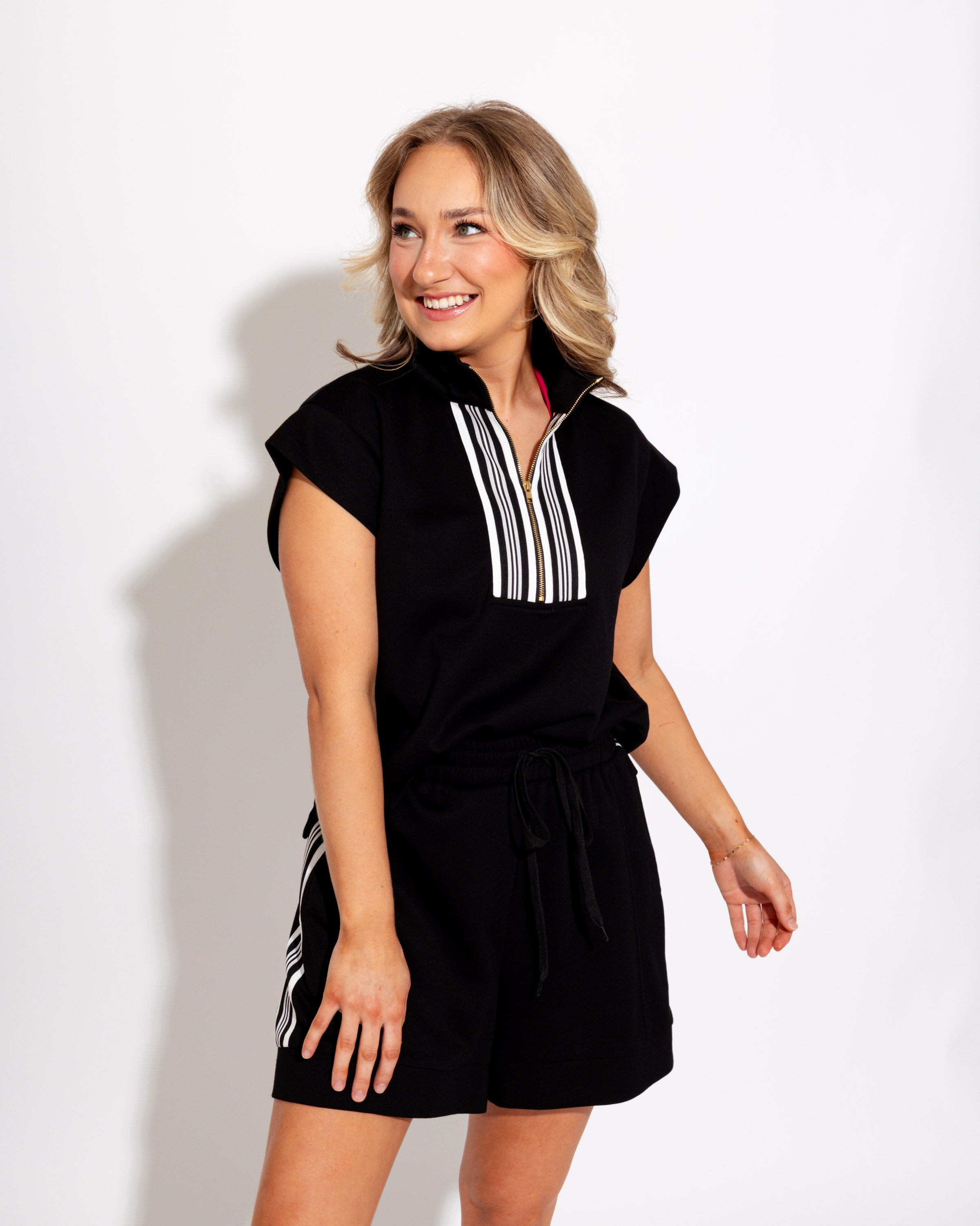 Chic Black Zip-Front Active Set