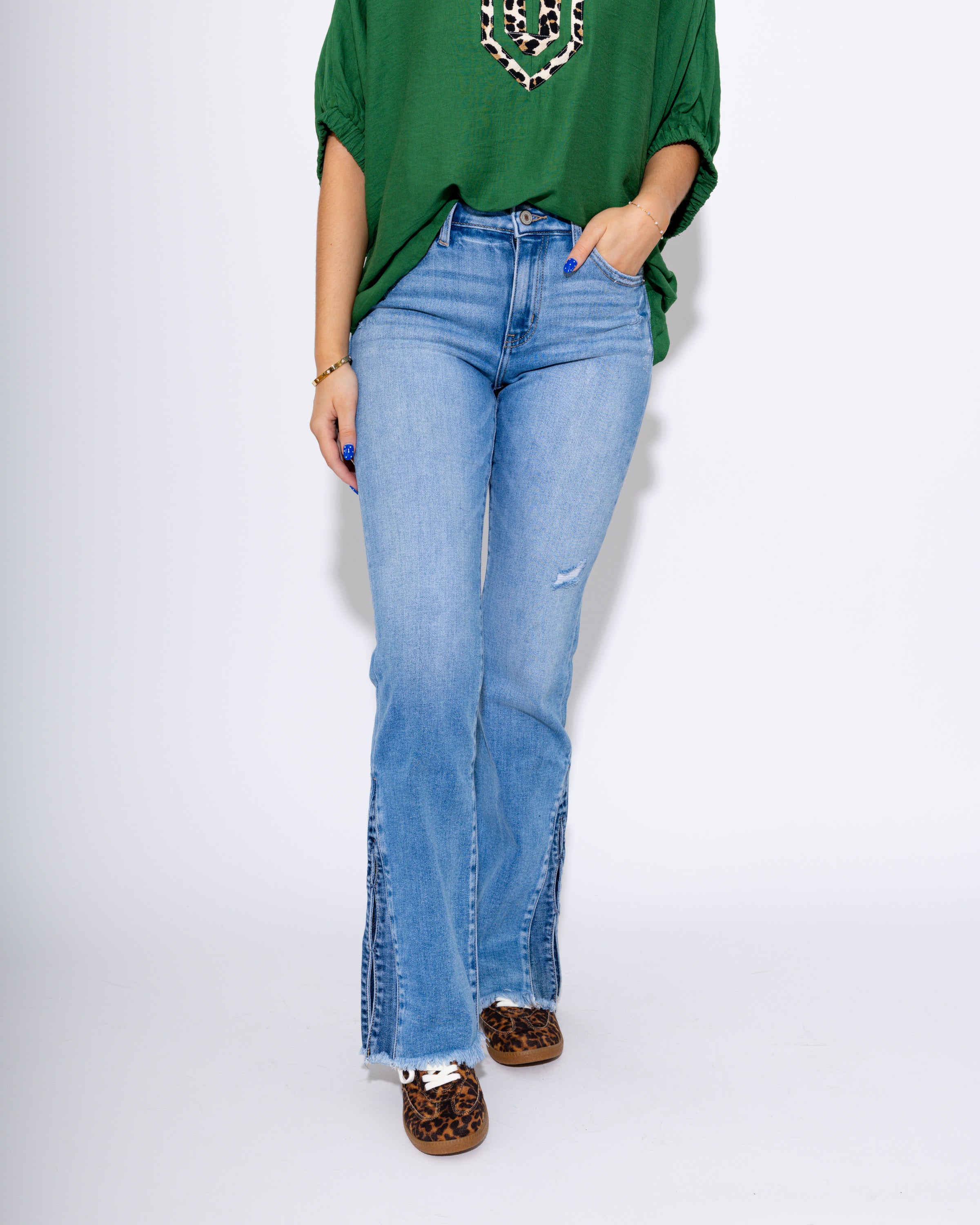 Mid Rise Bootcut with Two-Toned Cut Seam