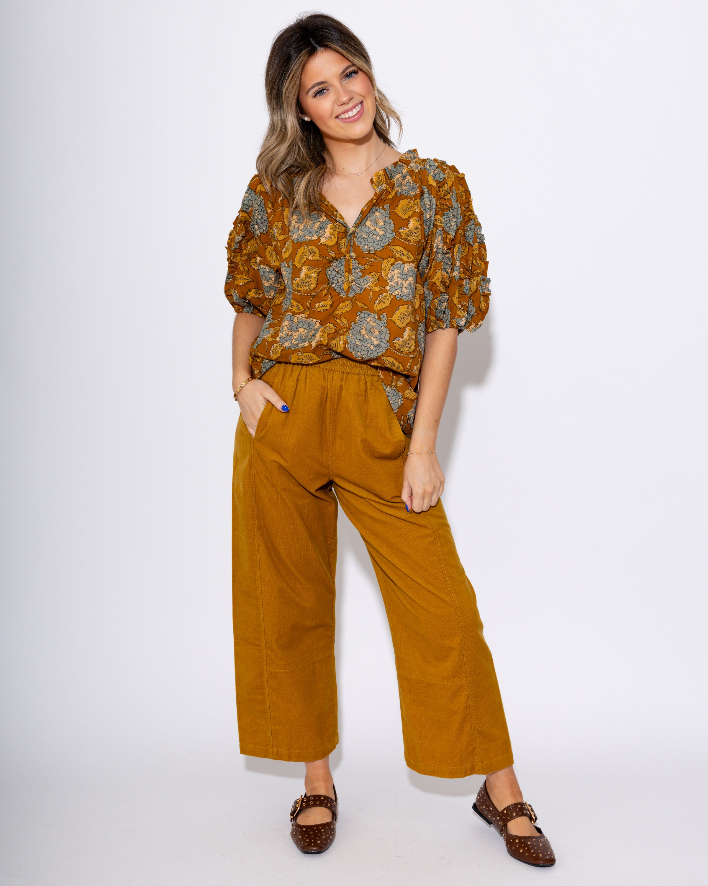 Ivy Jane | Pull On Barrel Pants in Gold
