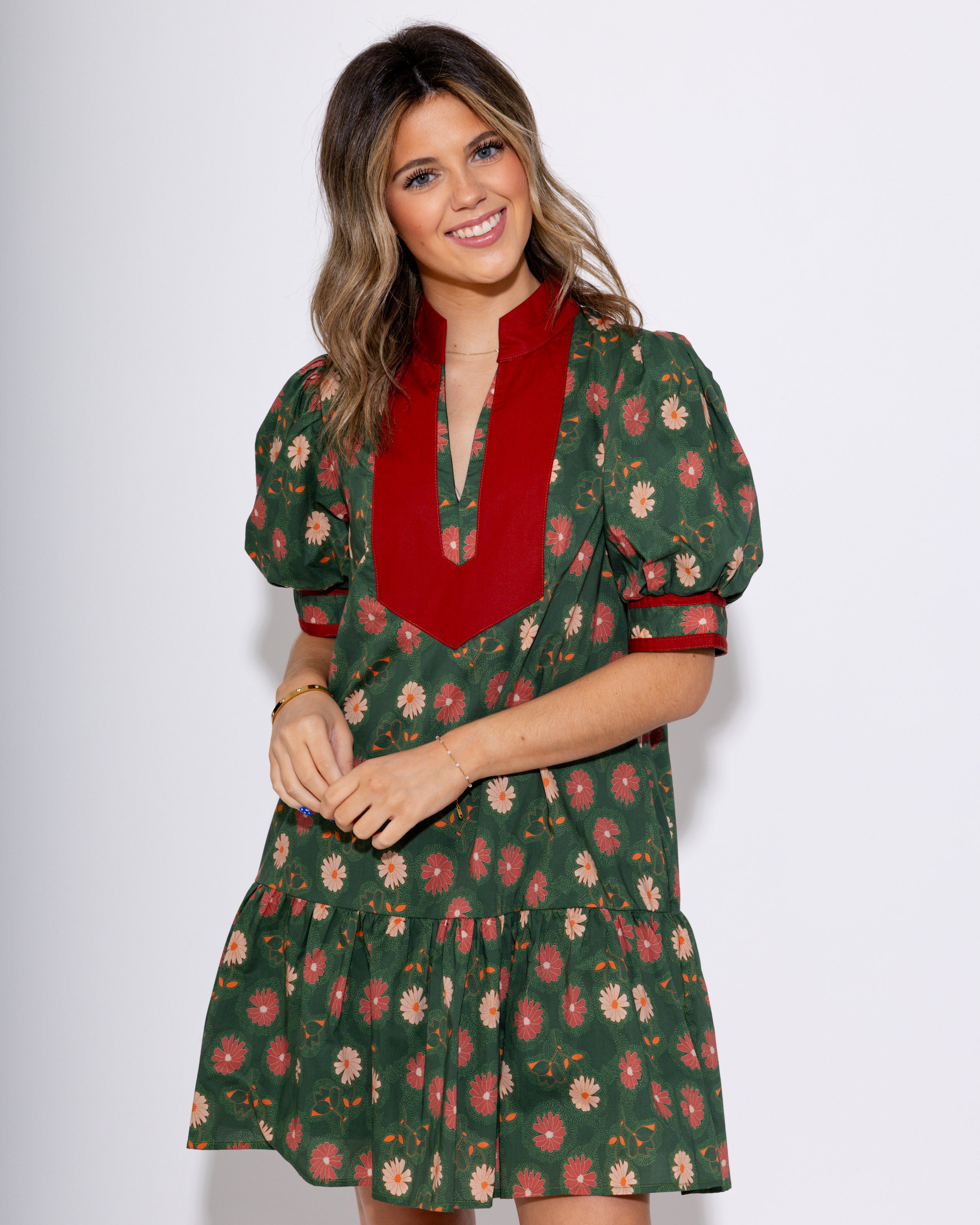 Floral Puff Sleeve Mini Dress