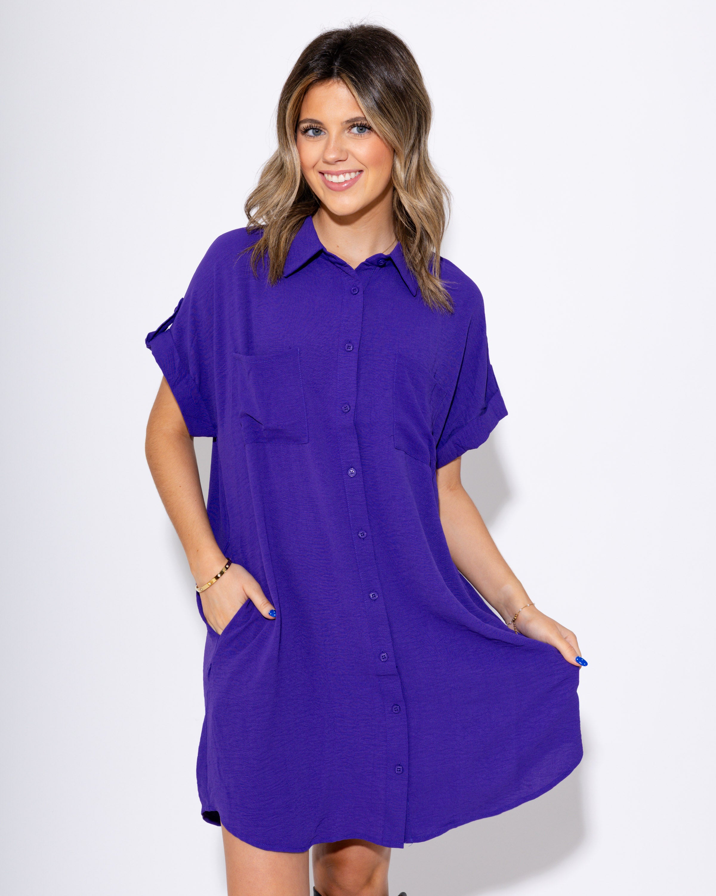 Amethyst Ease Shirt Dress