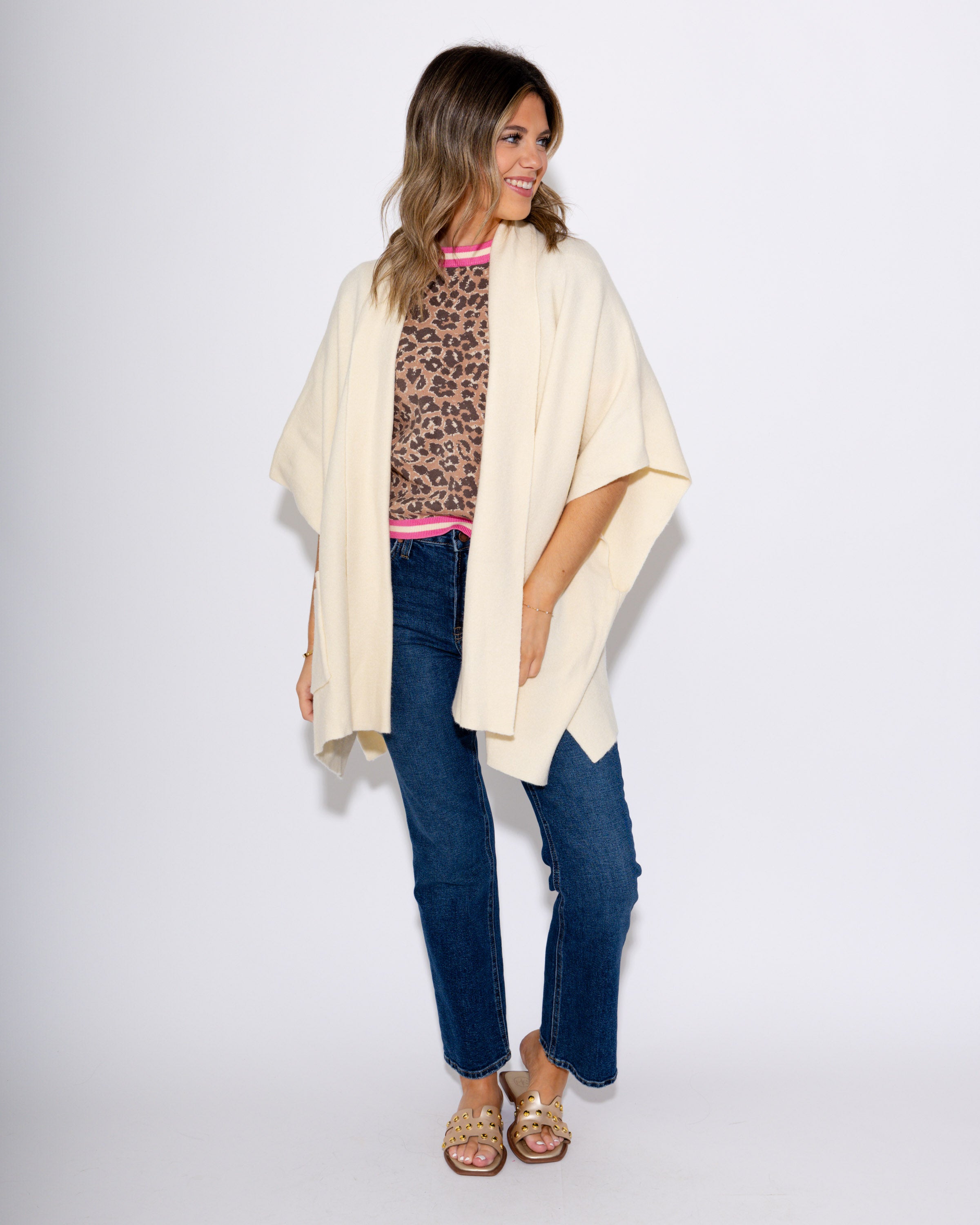 Cream Knit Cape Cardigan