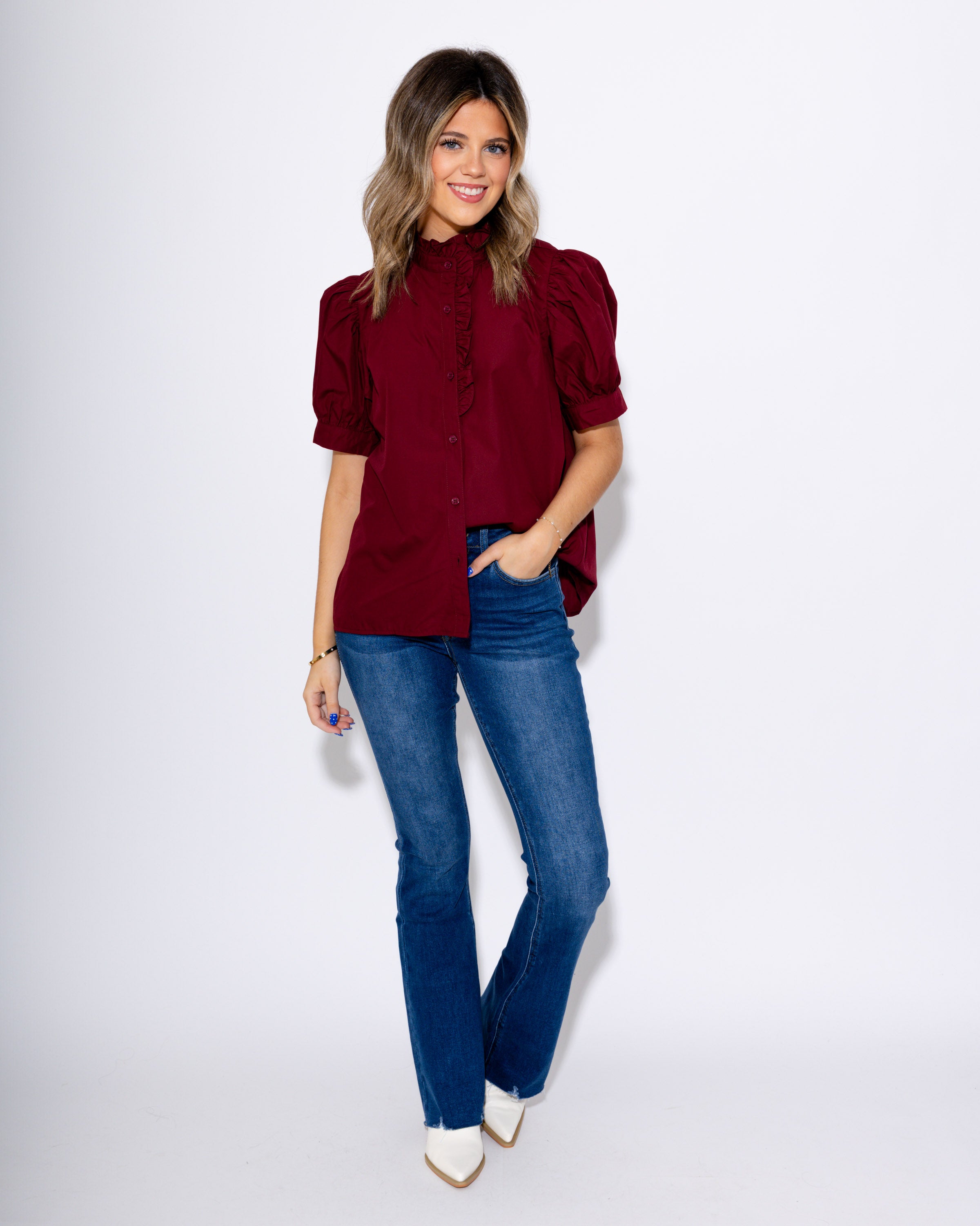 High Rise Boot Cut Jeans in Dark