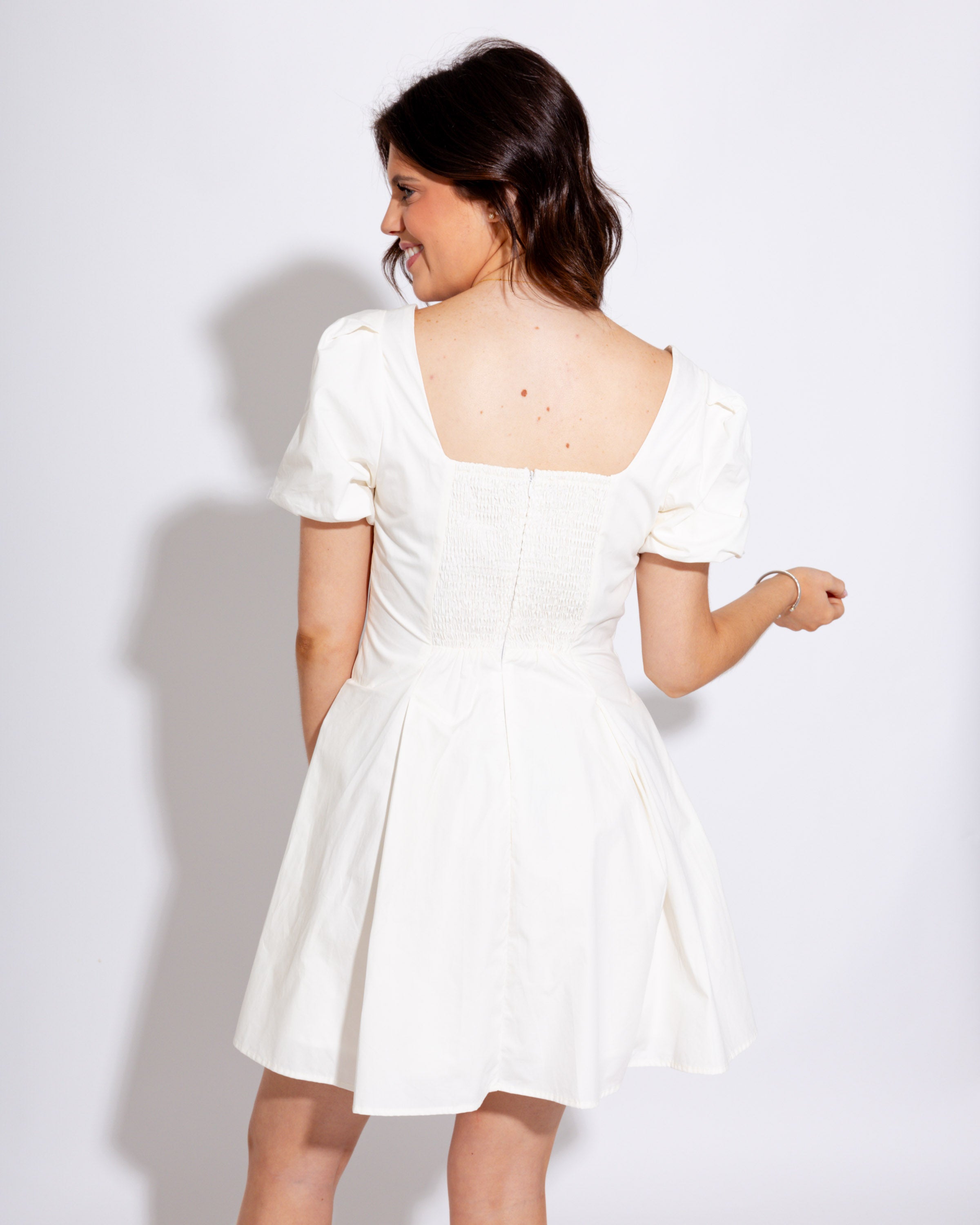 Square Neck Puff Sleeves Mini Dress