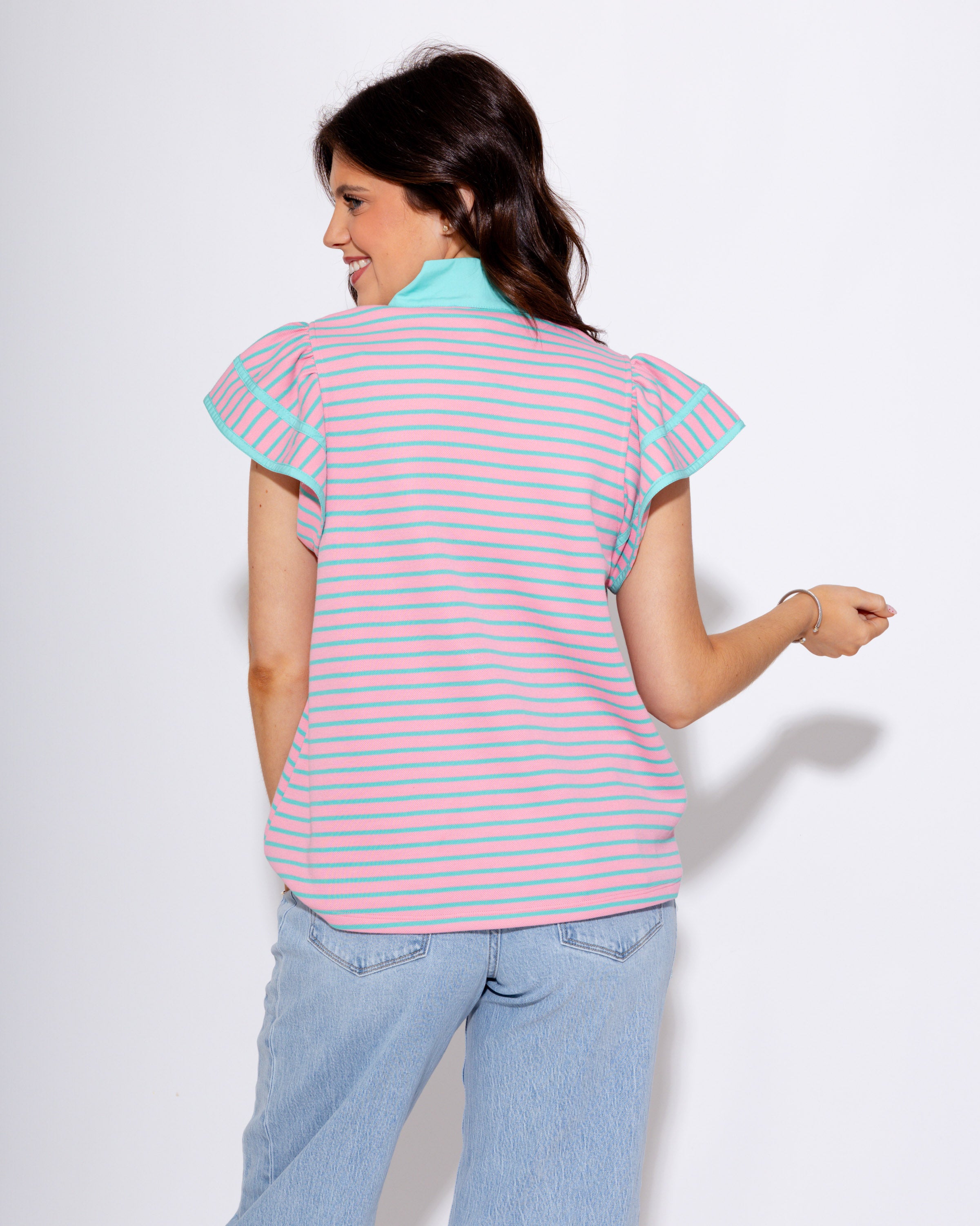 Striped Contrast Top in Pink