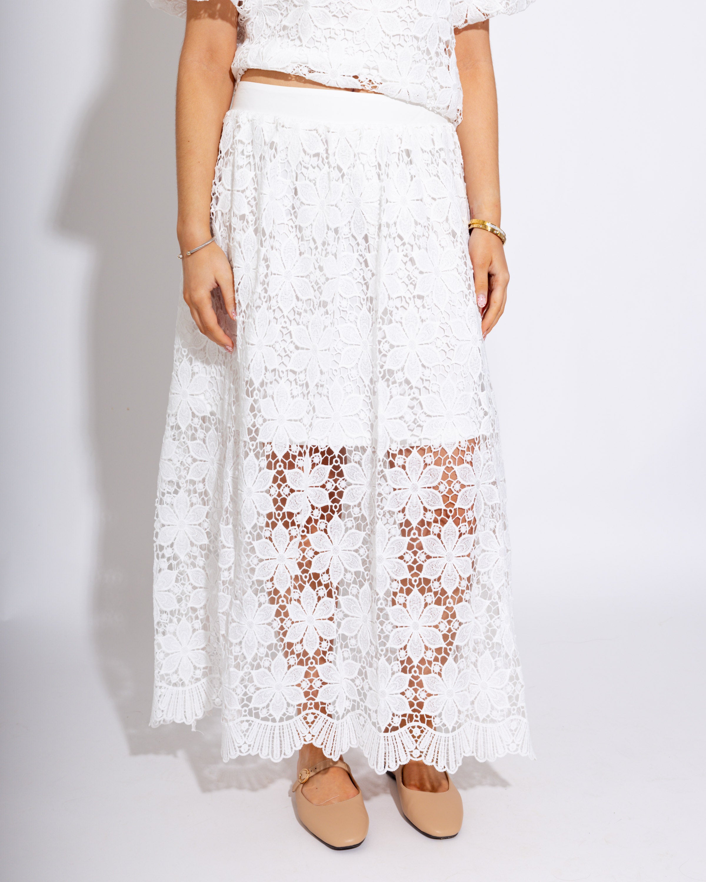 Scallop Lace Top and Skirt Set
