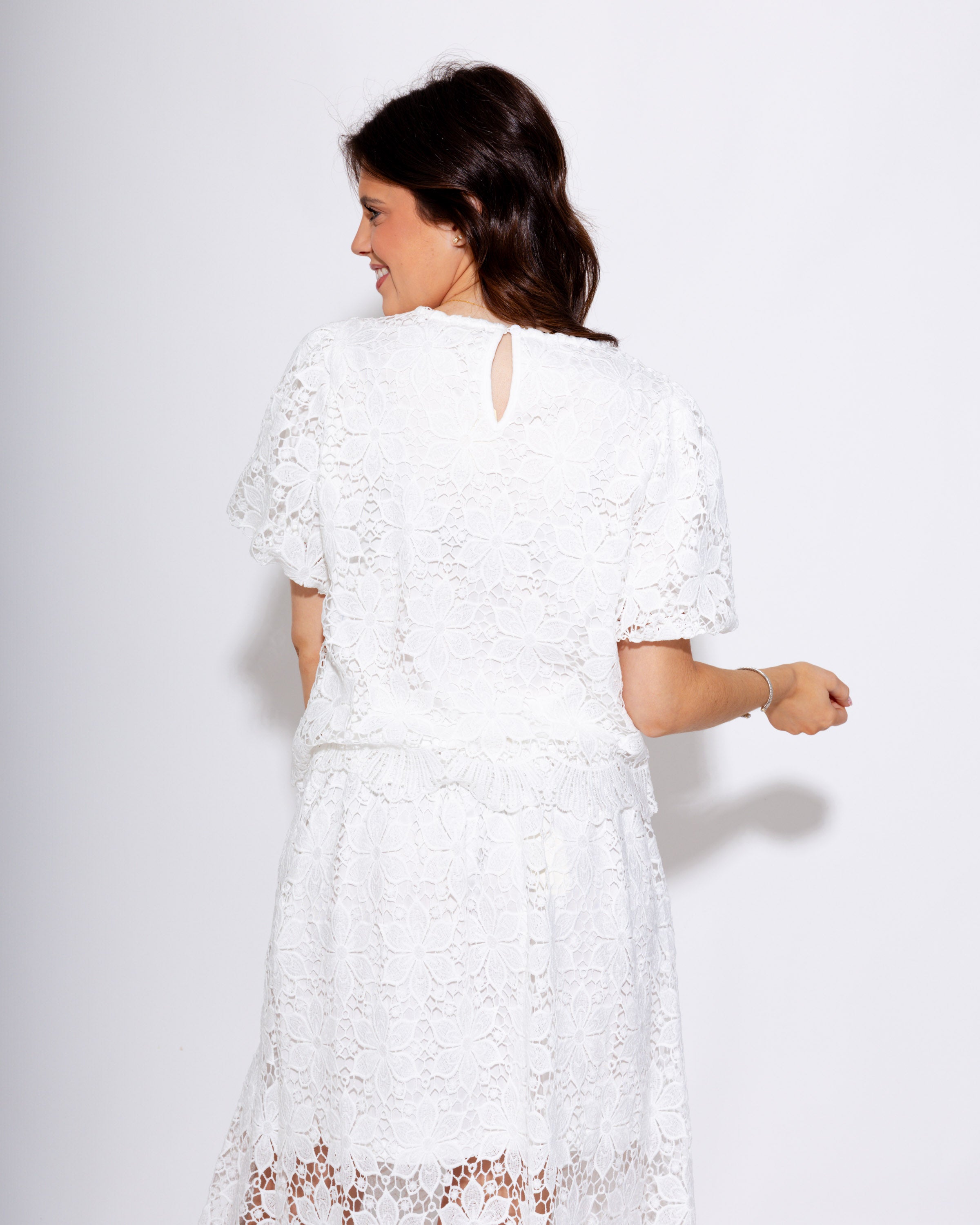 Scallop Lace Top and Skirt Set