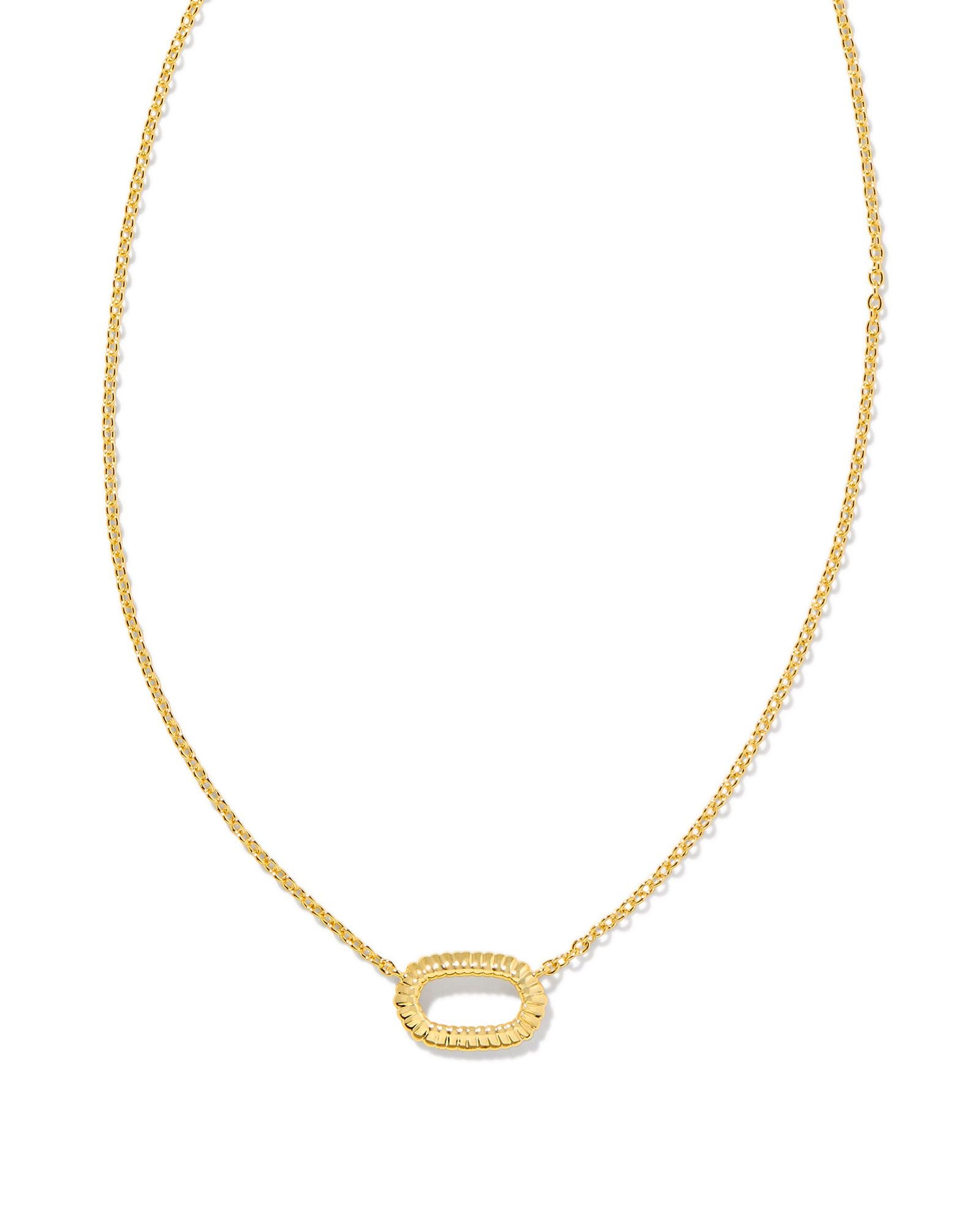 Elisa Ridge Open Framed Necklace in Gold Metal