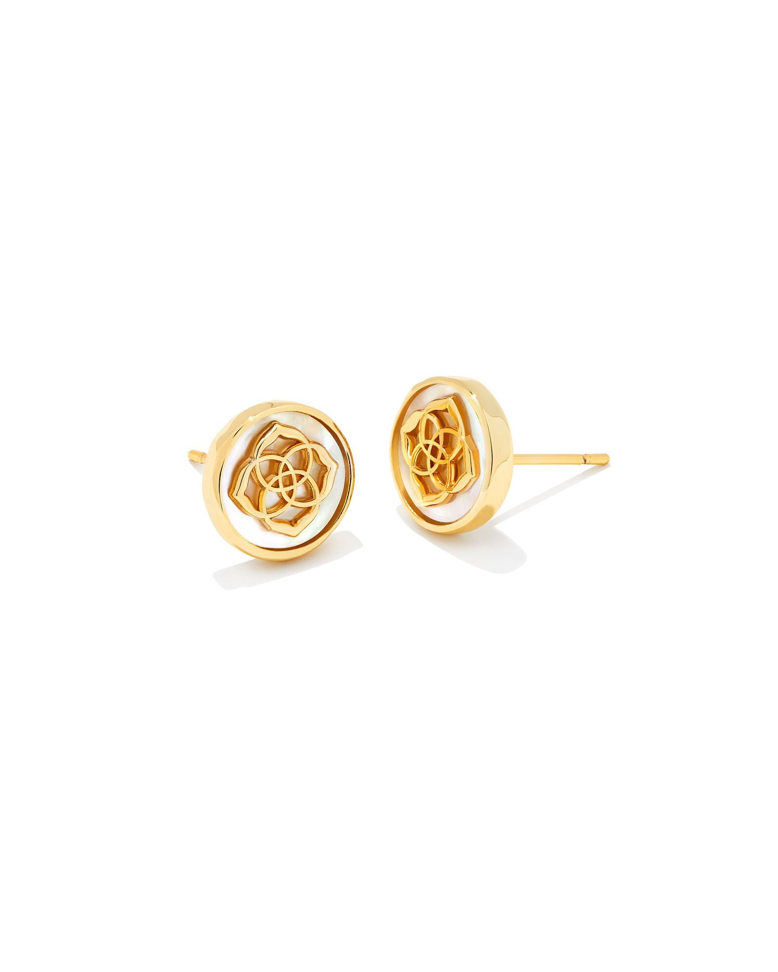 Stamped Dira Stud Earring in Gold Ivory Mother of Pearl