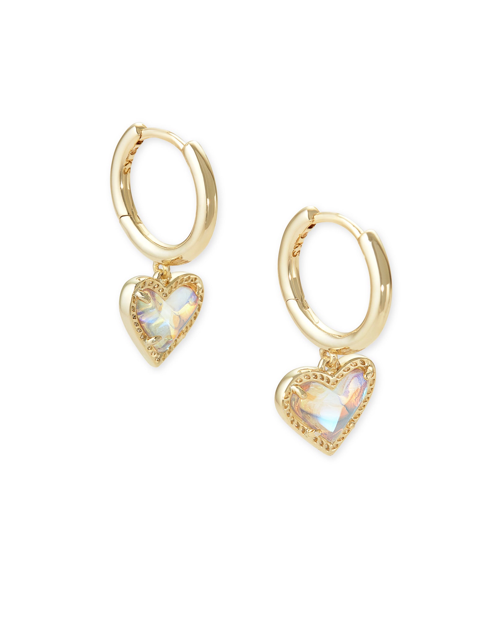 Ari Heart Huggie Earring in Gold Dichroic Glass