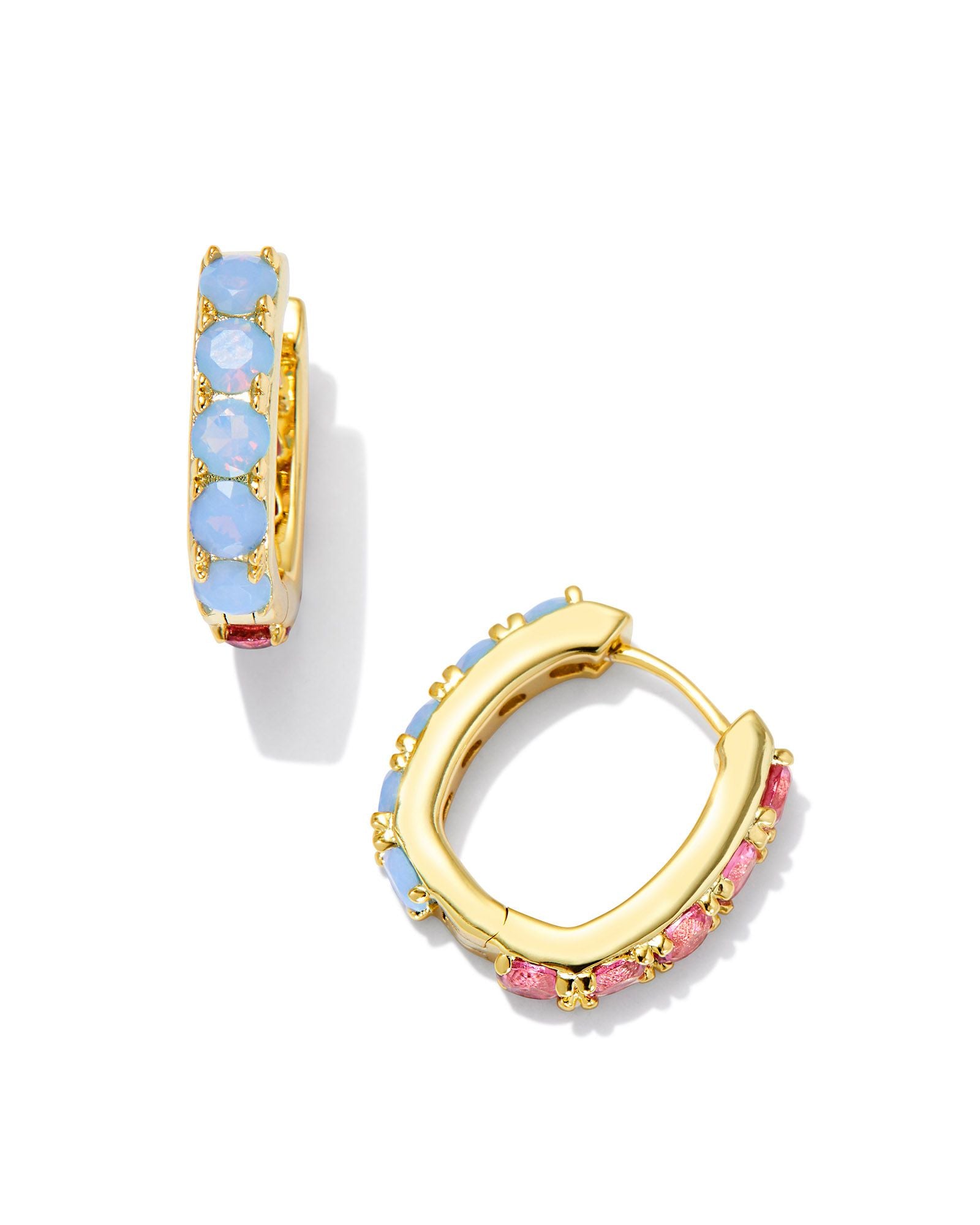 Chandler Huggie Earring in Gold Pink Blue Mix