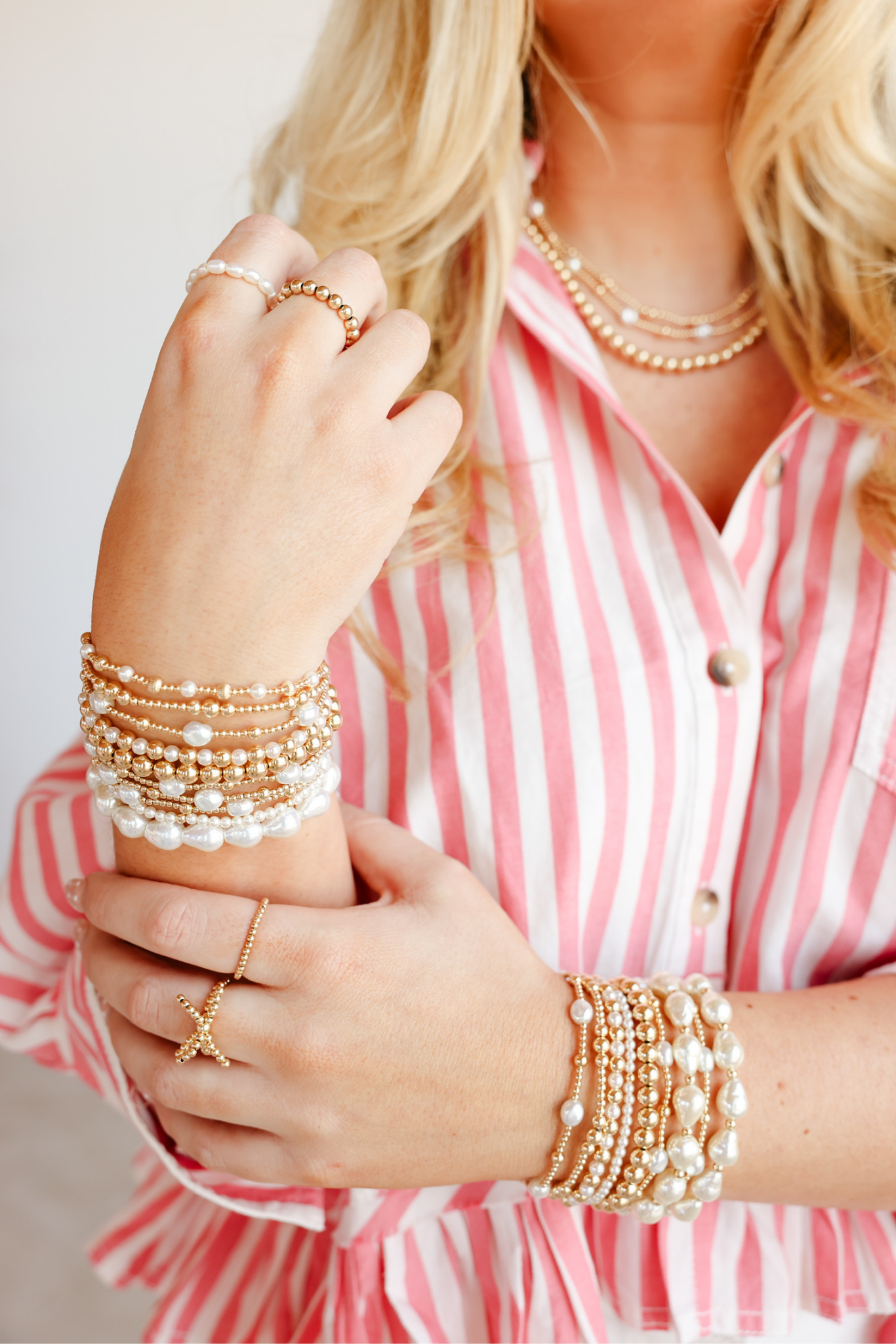 Palmer Fluted Bracelet in Pearl