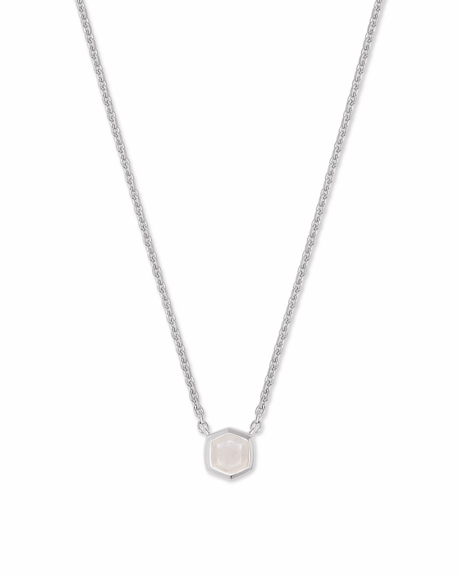 Davie Pendant Necklace in Sterling Silver Rainbow Moonstone