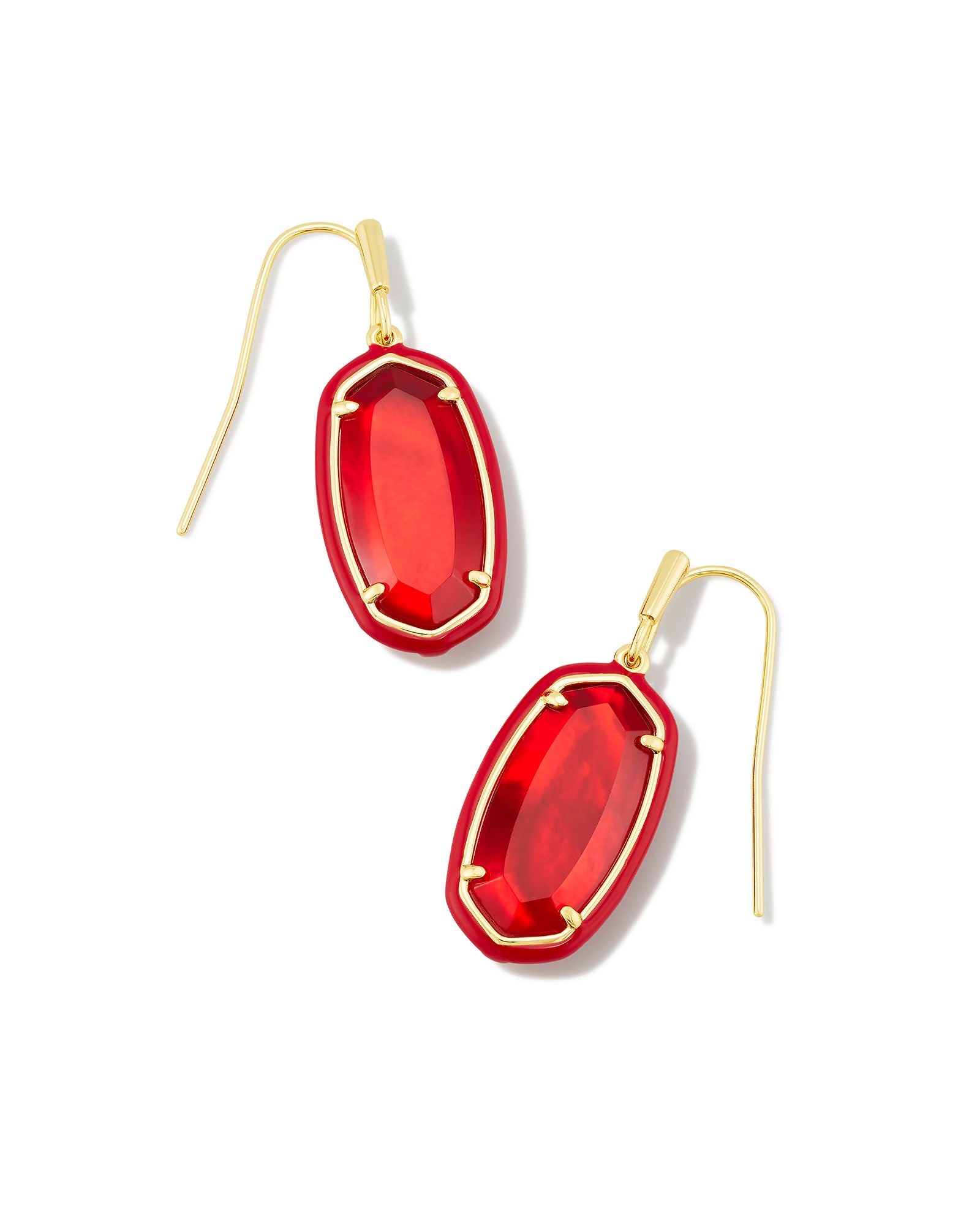 Dani Enamel Framed Drop Earring in Gold Red Illusion