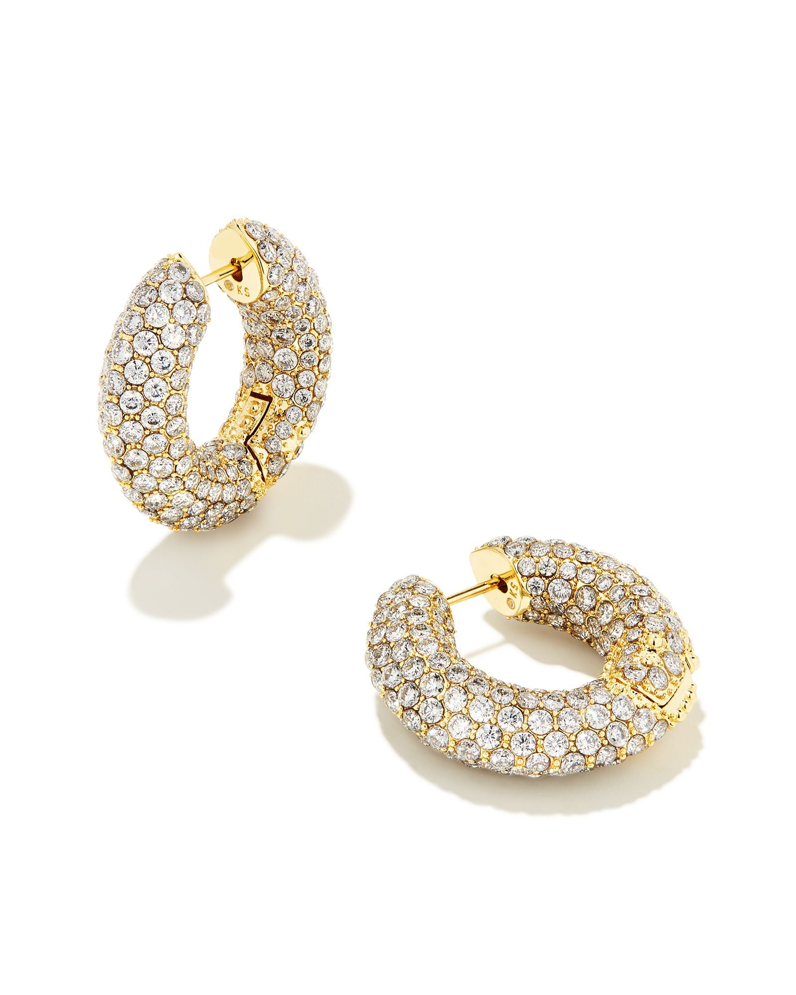 Mikki Pave Hoop Earring in Gold White Crystal