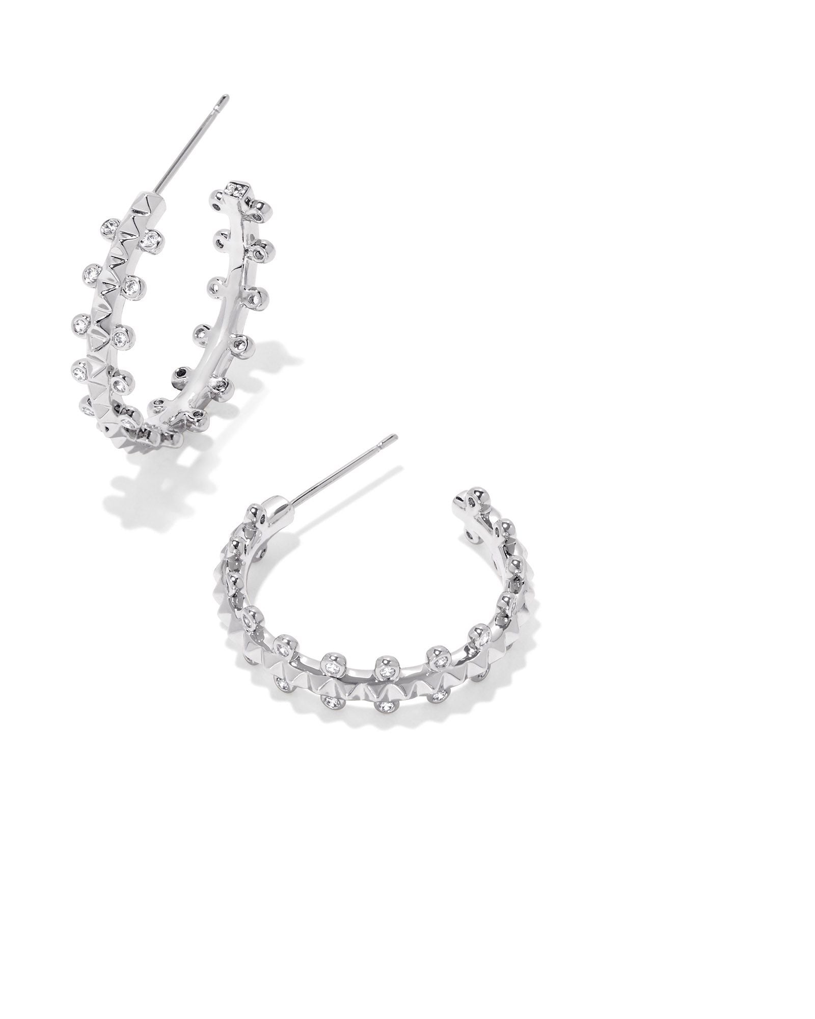 Jada Small Hoop Earring in Rhodium White Crystal