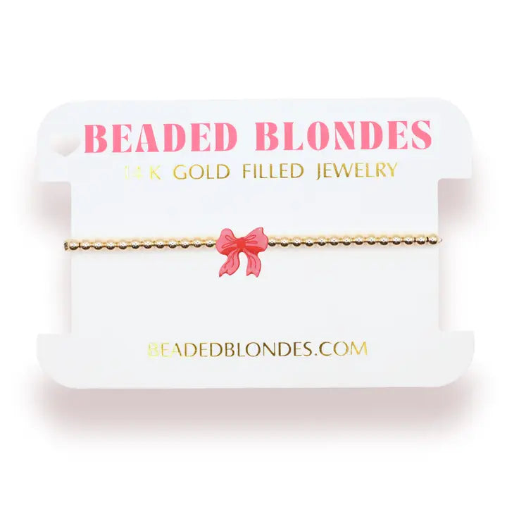 Red Bow Holiday Bracelet in Gold