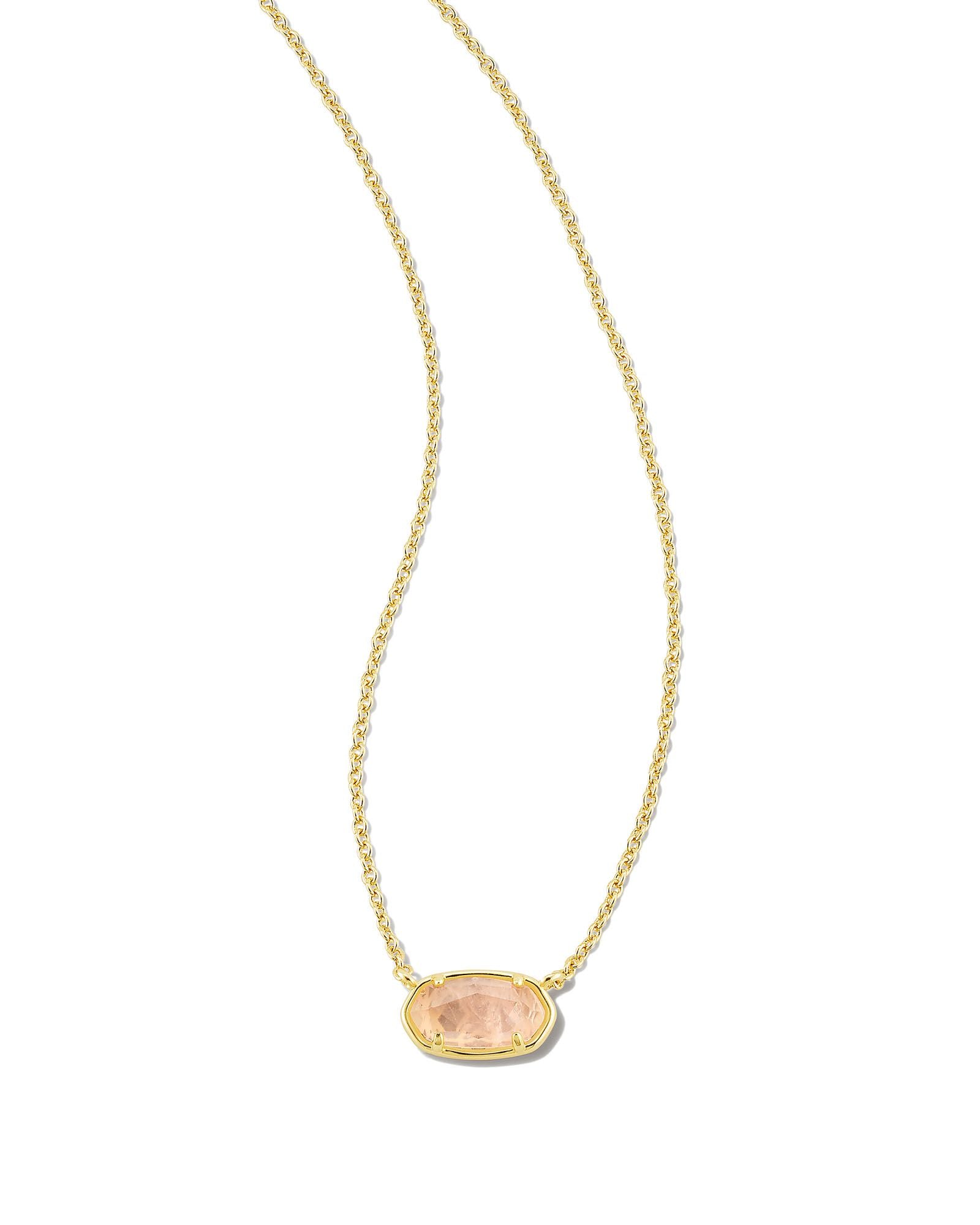 Grayson Short Pendant Necklace in Gold Rose Quartz