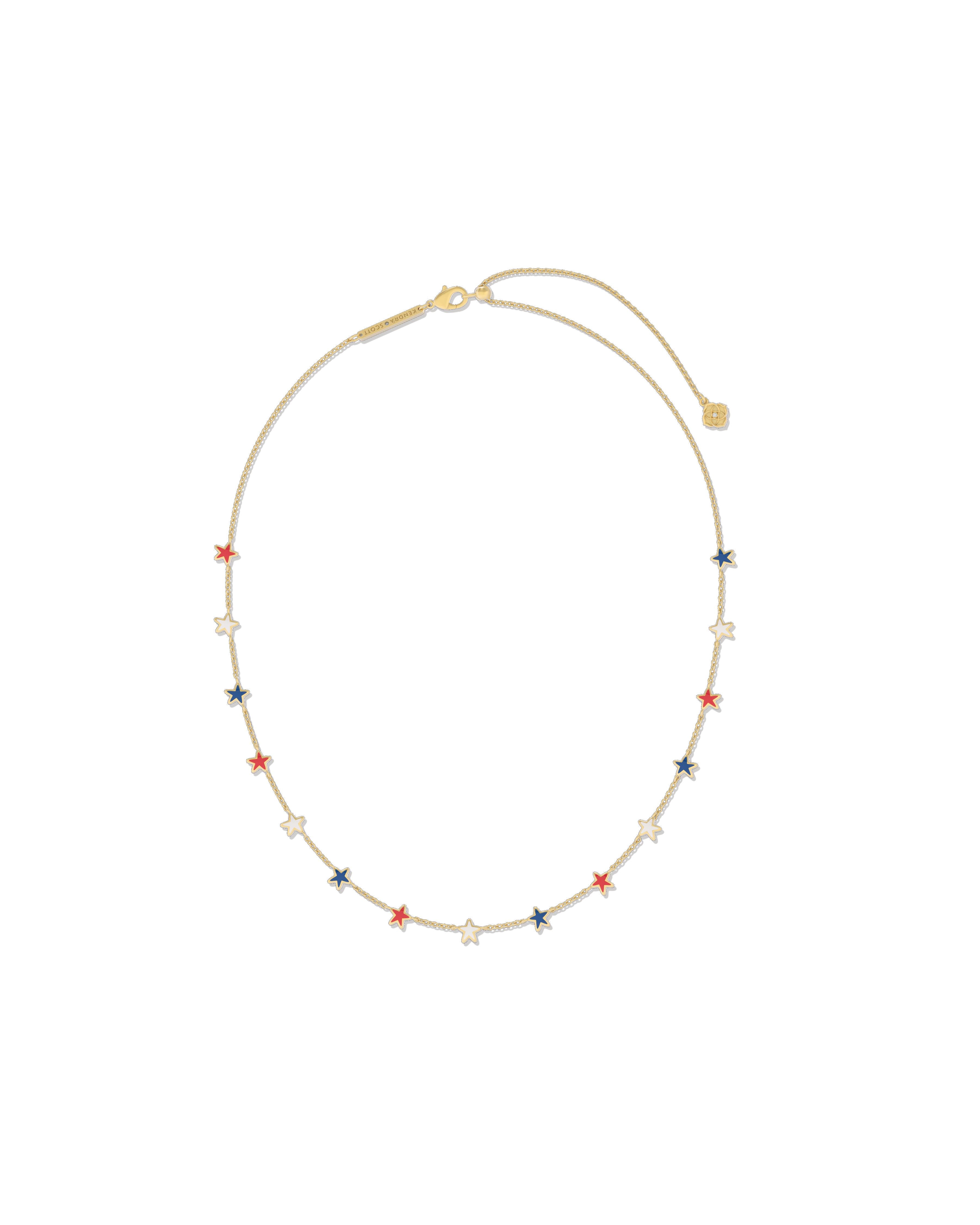 Sierra Star Strand Necklace in Gold Red White Blue Mix