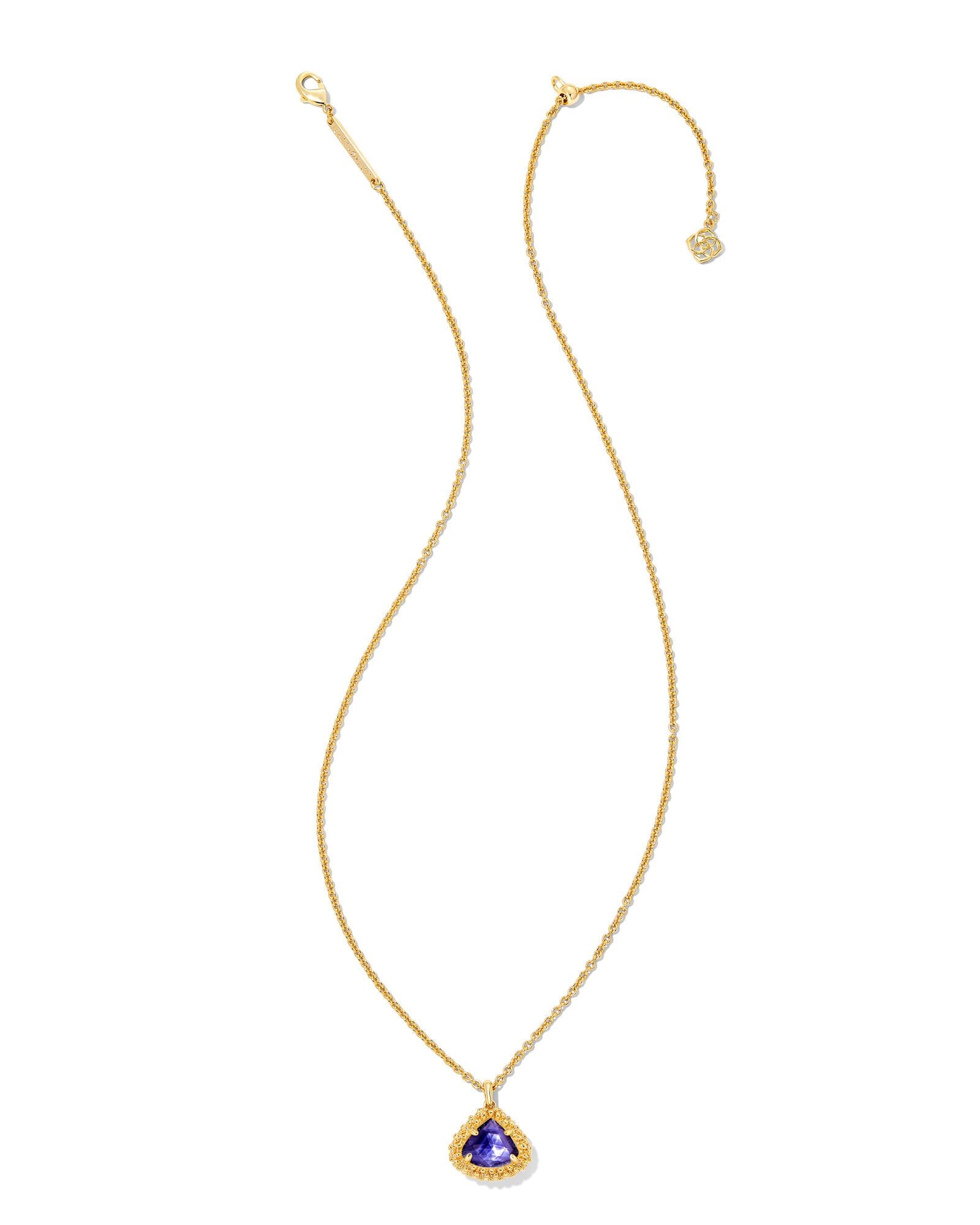Framed Kendall Short Pendant Necklace in Gold Dark Lavender Illusion