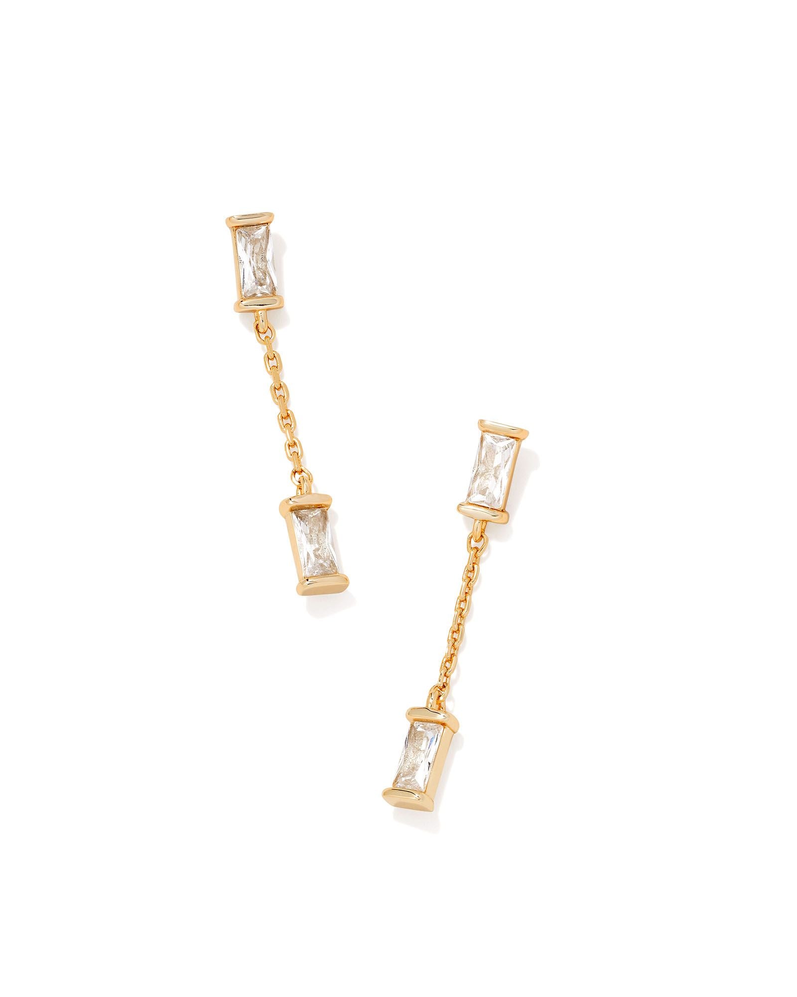 Juliette Drop Earrings in Gold White Crystal