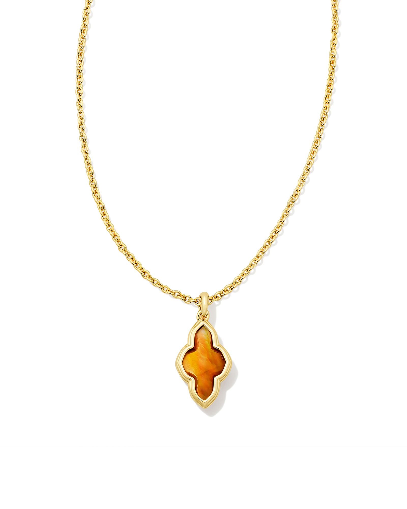 Framed Abbie Short Pendant in Gold Marbled Amber Illusion