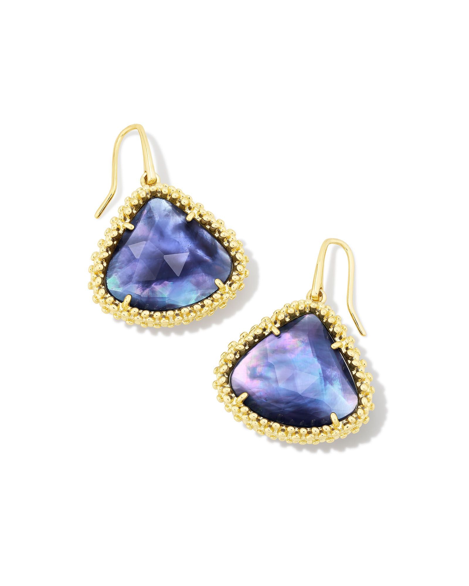 Framed Kendall Large Drop Earring in Gold Dark Lavender Illusion