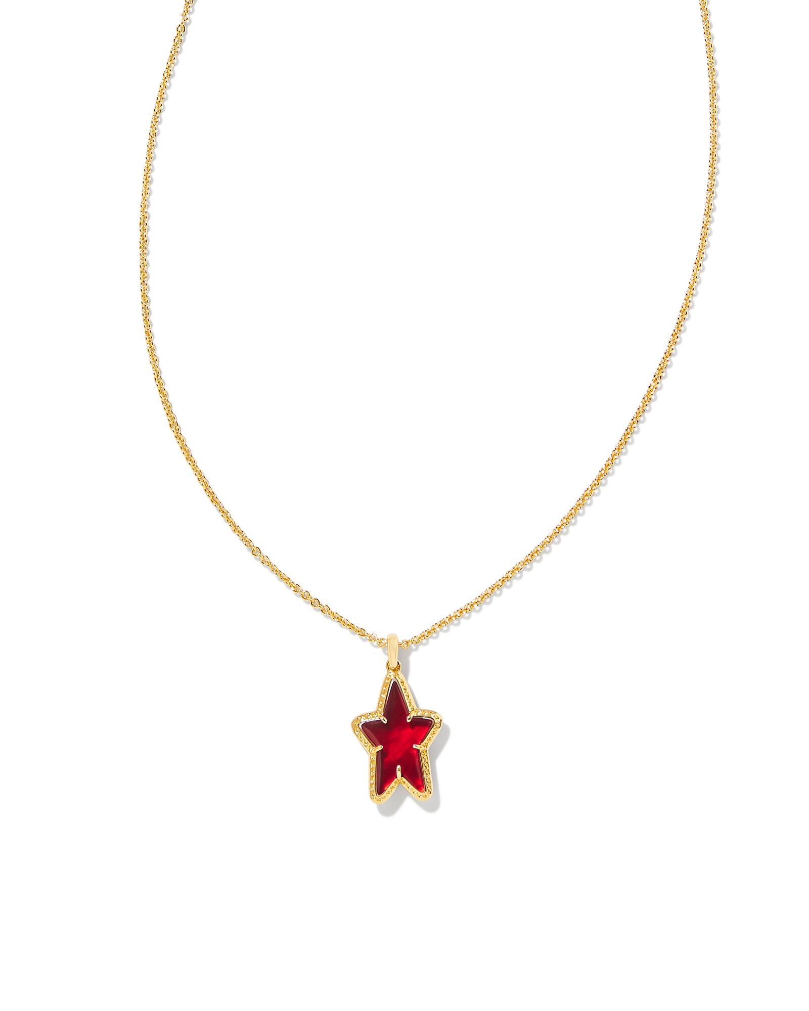 Ada Star Short Pendant Necklace in Gold Red llusion