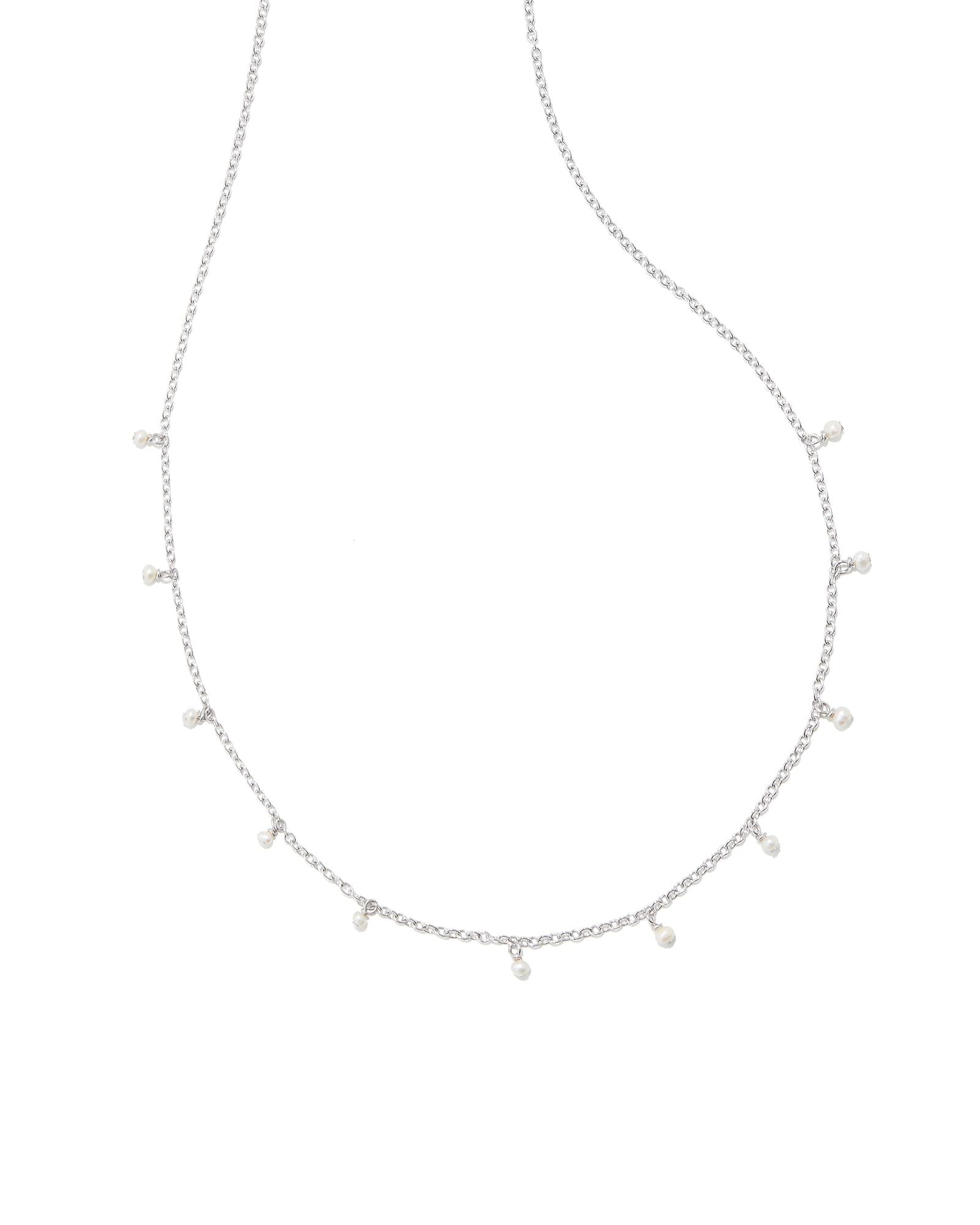 Willa Pearl Strand Necklace Rhodium White Pearl
