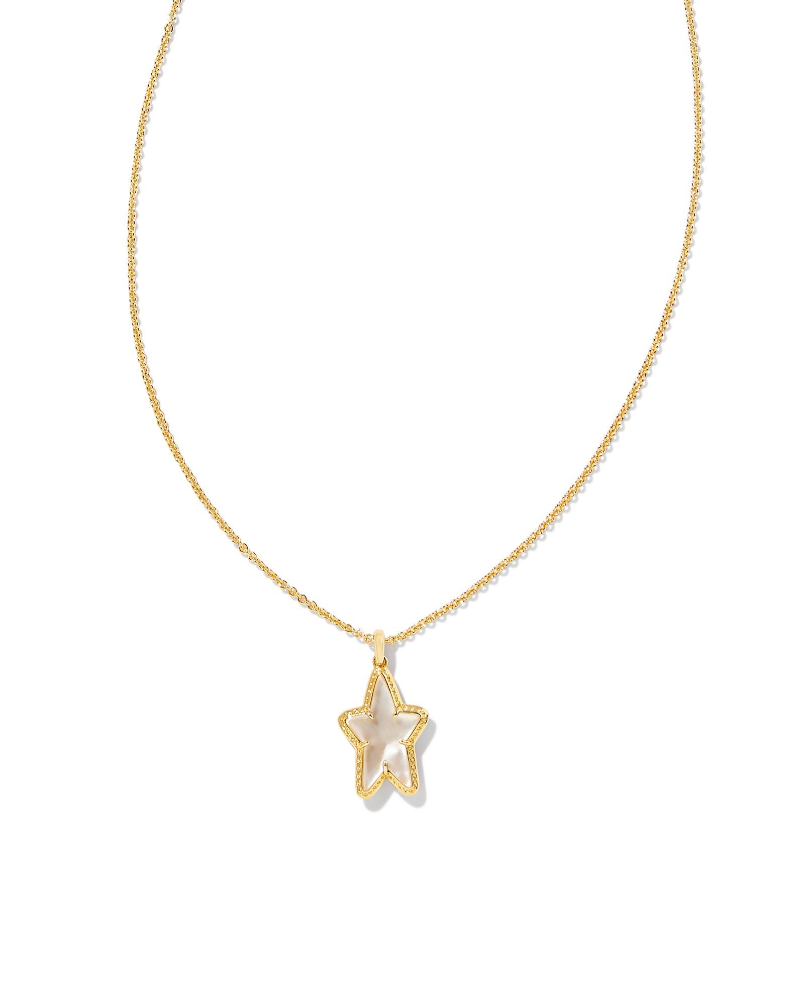 Ada Star Short Pendant Necklace in Gold Mother of Pearl