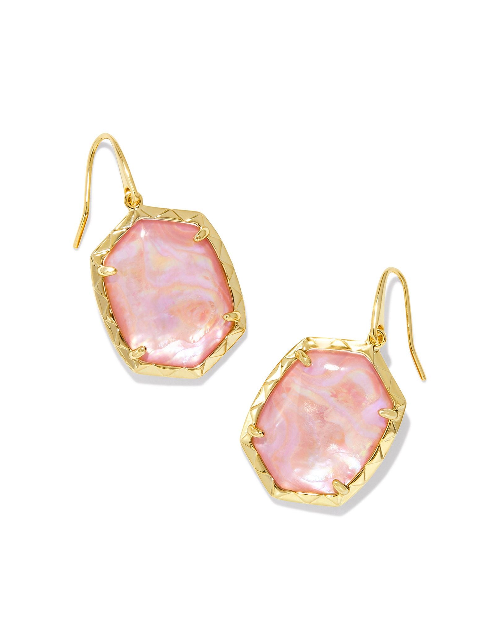 Daphne Drop Earring Gold Light Pink Iridescent Abalone