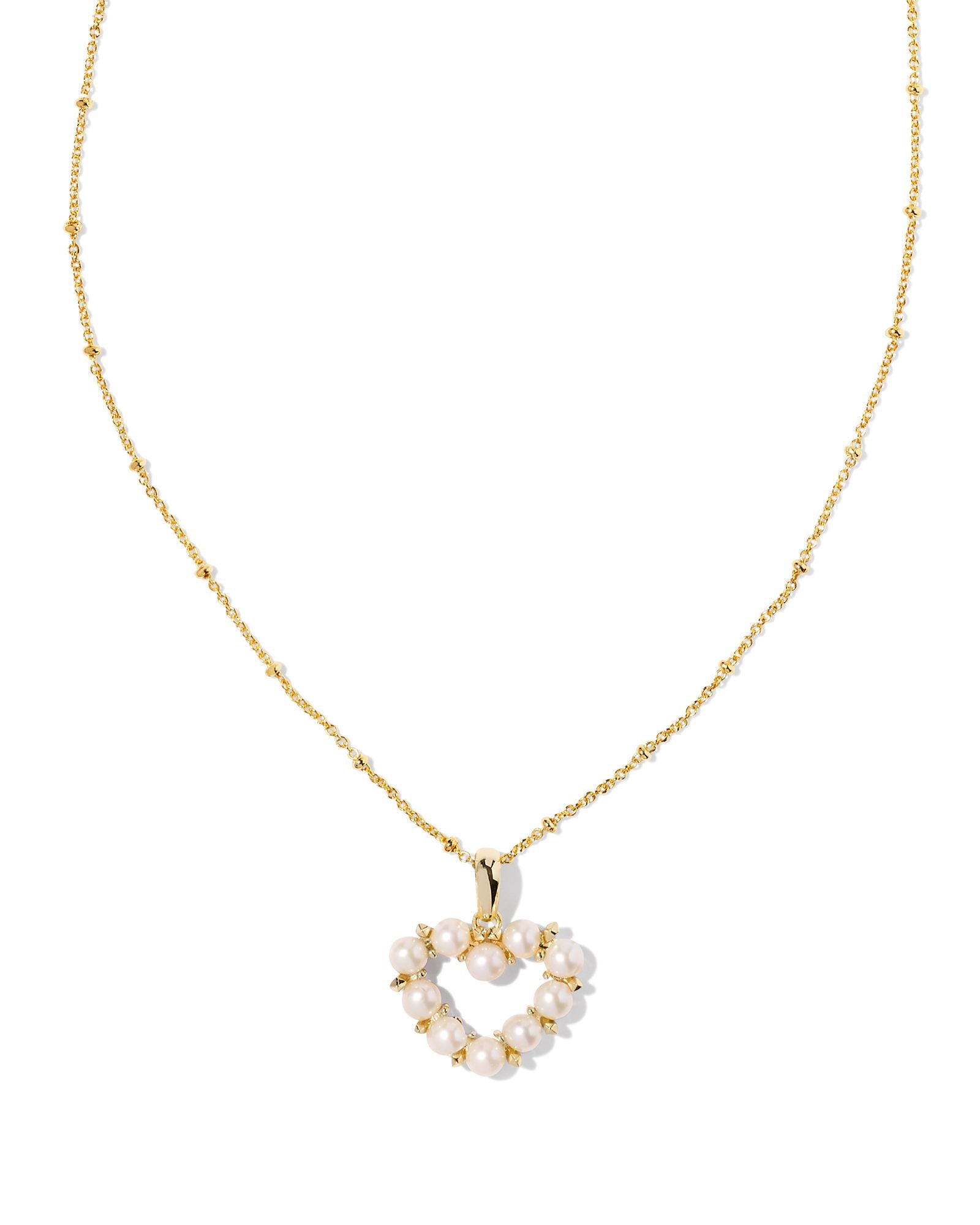 Ashton Heart Pendant Necklace in Gold White Pearl
